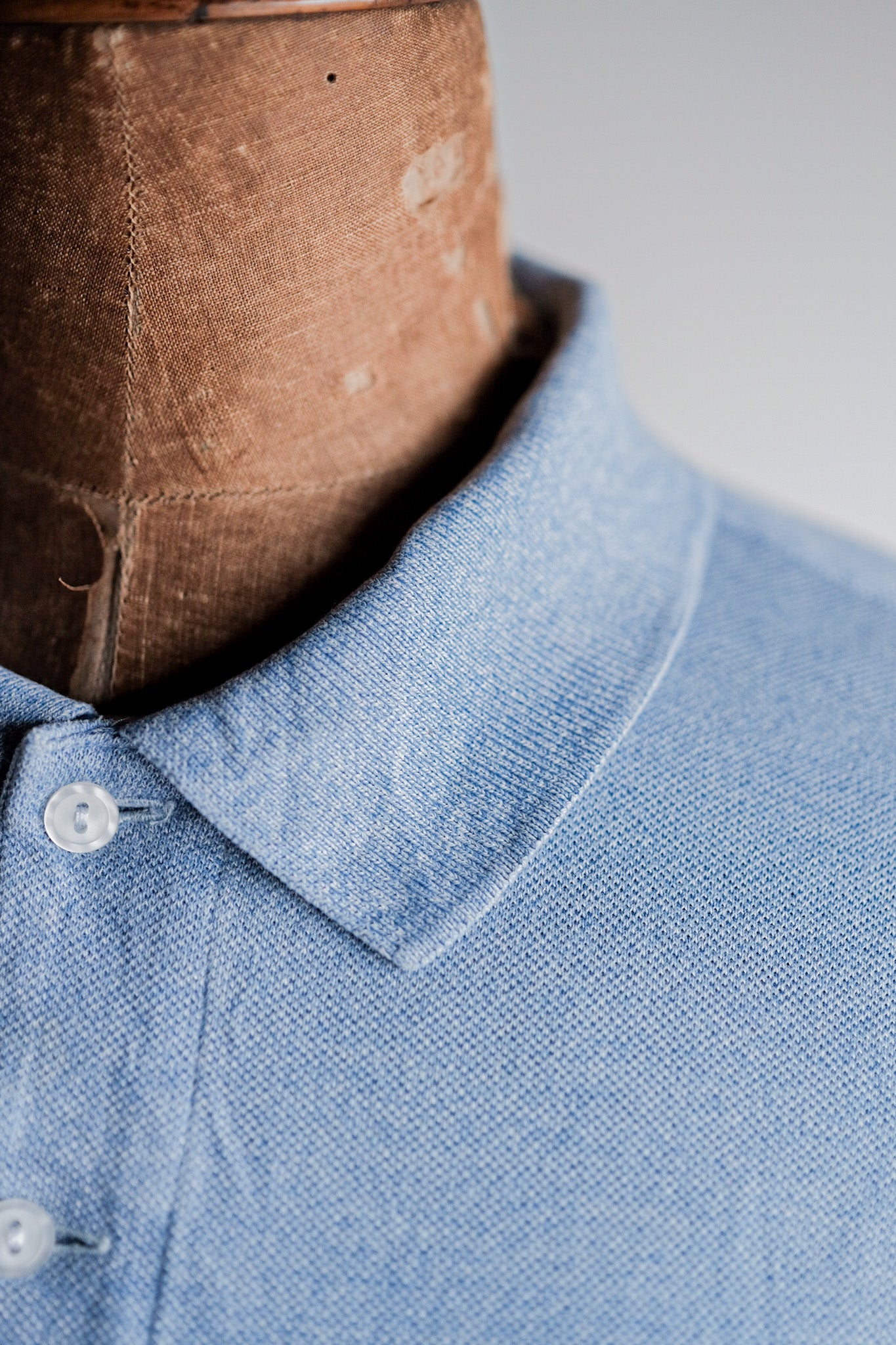 【~80's】CHEMISE LACOSTE L/S Polo Shirt Size.5 "Marbling Light Blue"