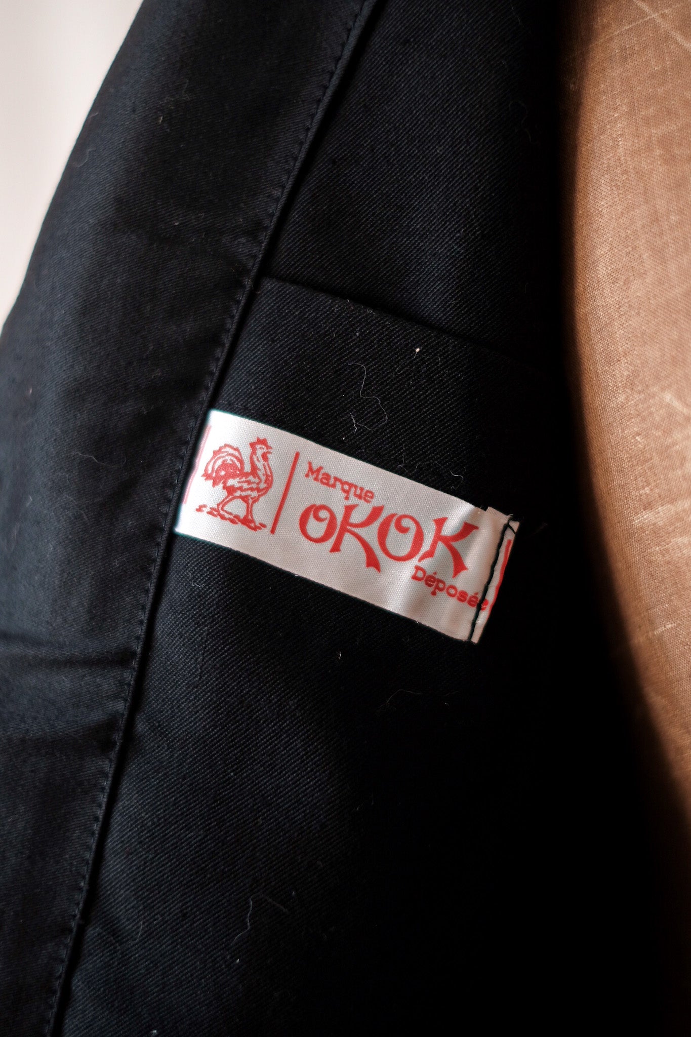【~50's】French Vintage Black Moleskin Lapel Work Jacket "Dead Stock"