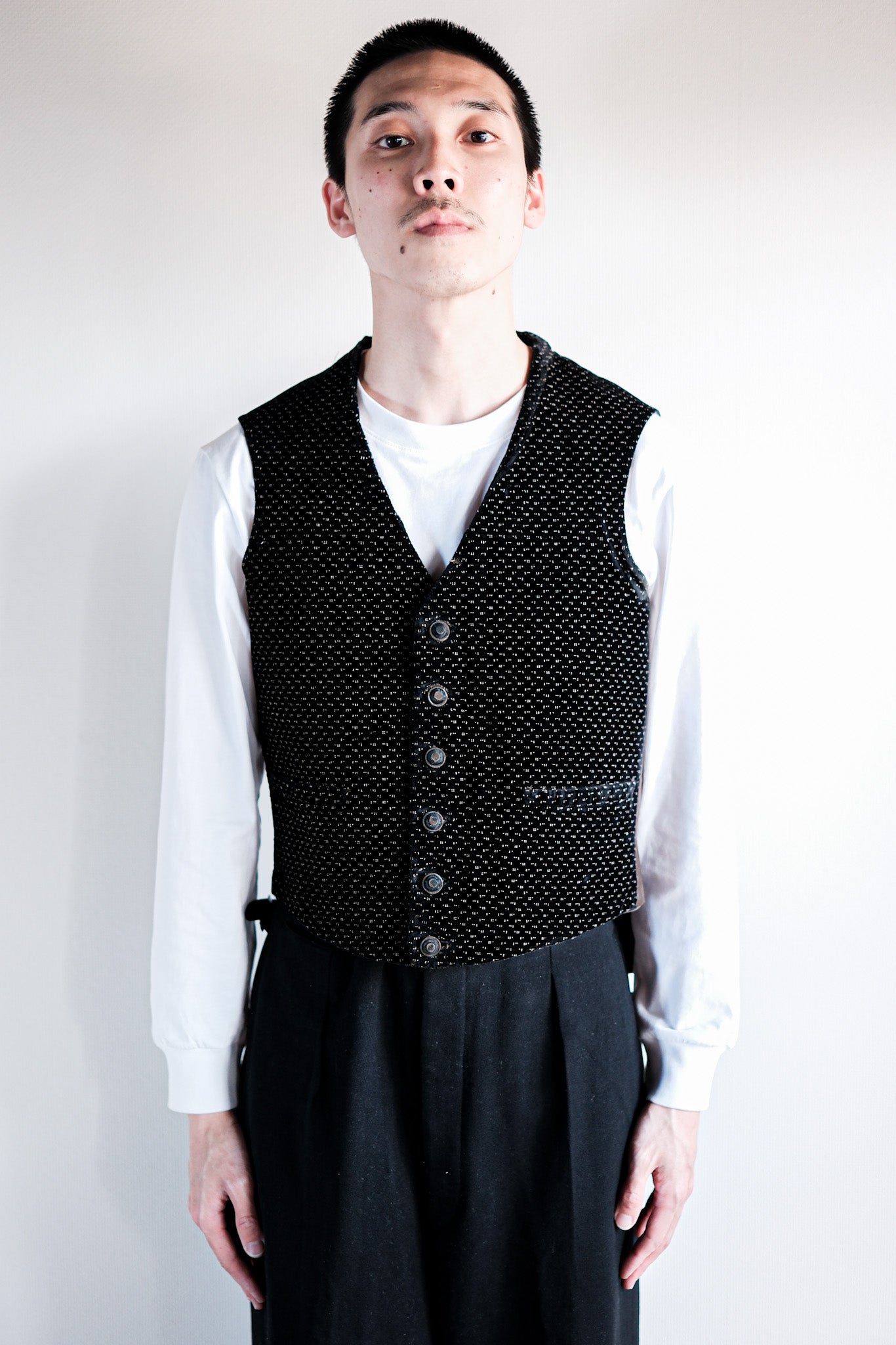 ［Late 19th C］French Antique Black Velvet Gilet