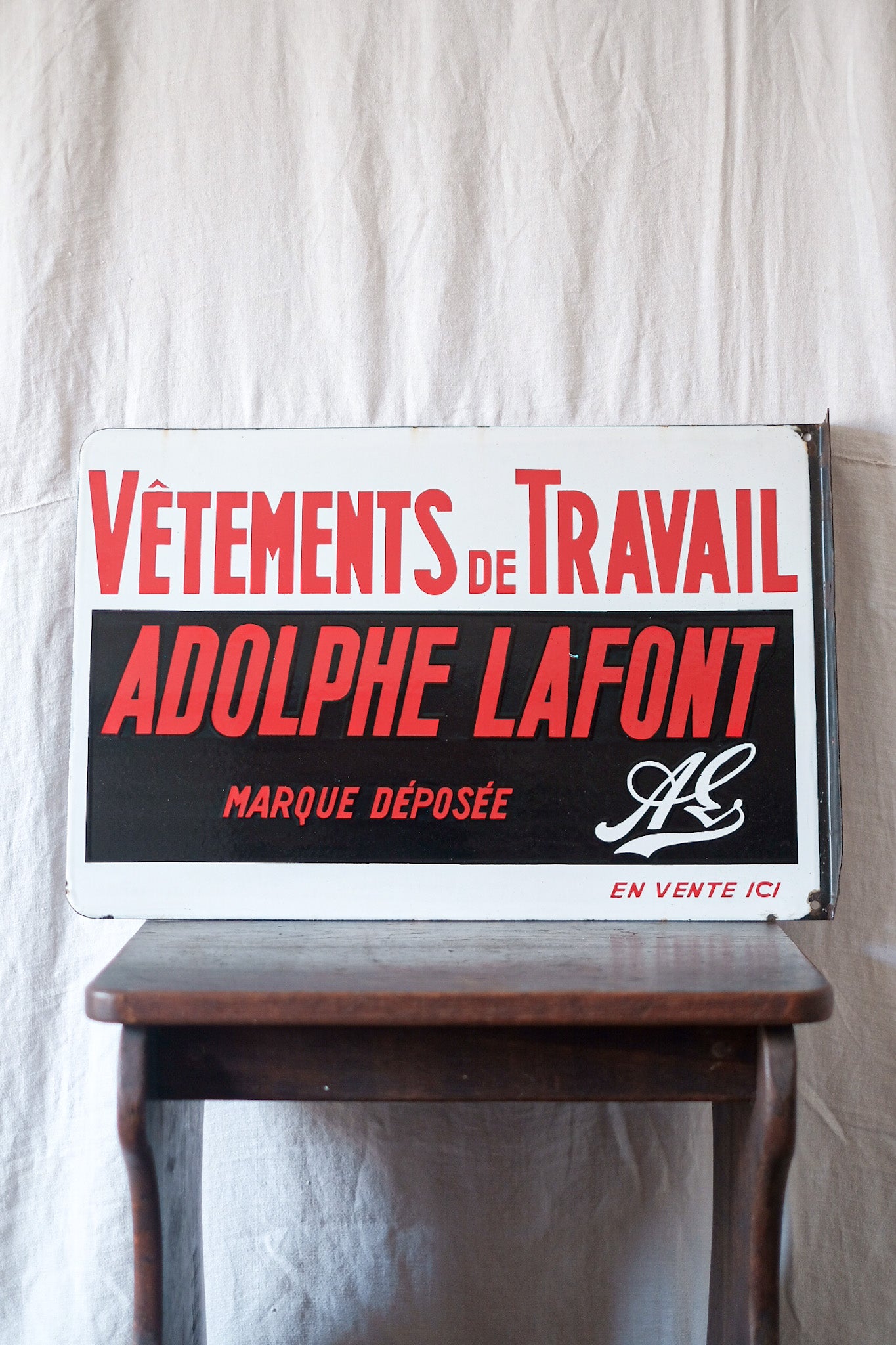 [~ 50's] French Vintage Enamel Plate "Adolphe Lafont"