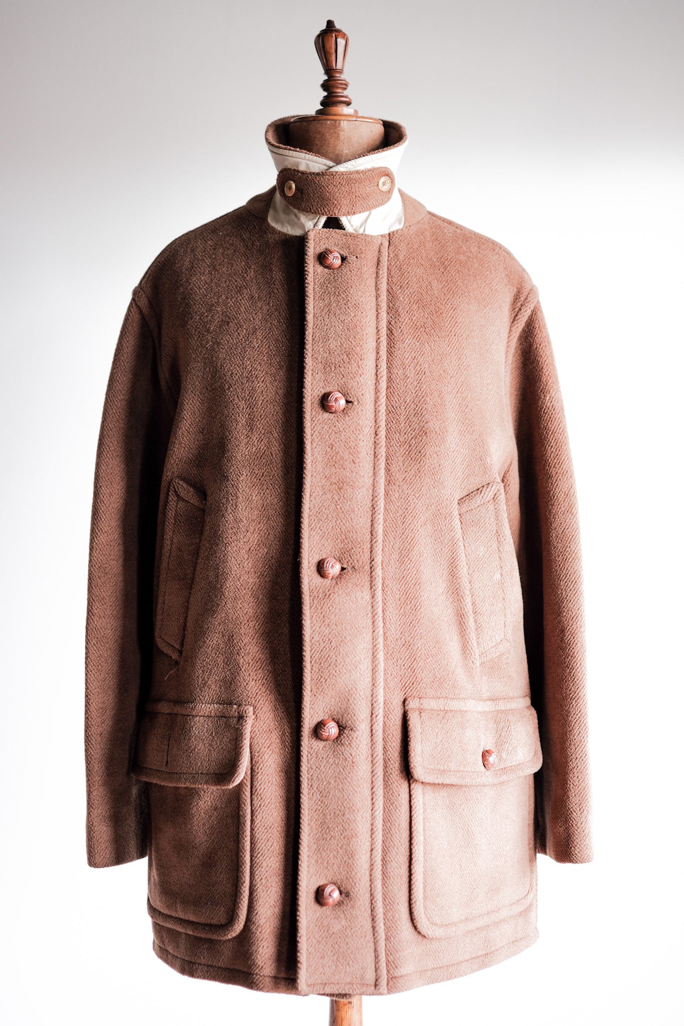 [〜90年代]舊逆變羊毛夾克，帶中國皮帶“ Moorbrook”