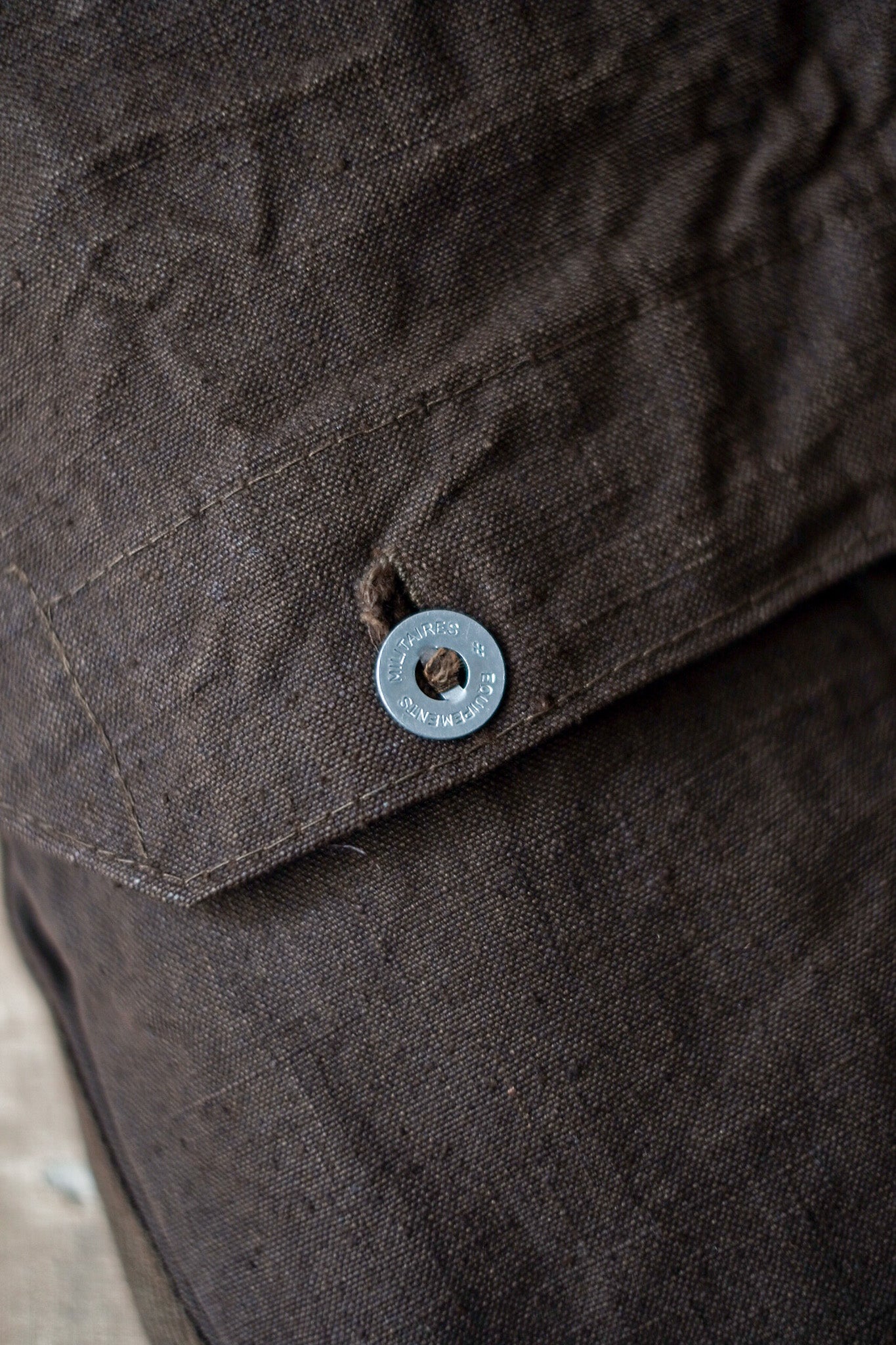 [~ 40's] French Army Brown Linen Musette Bag "Dead Stock"