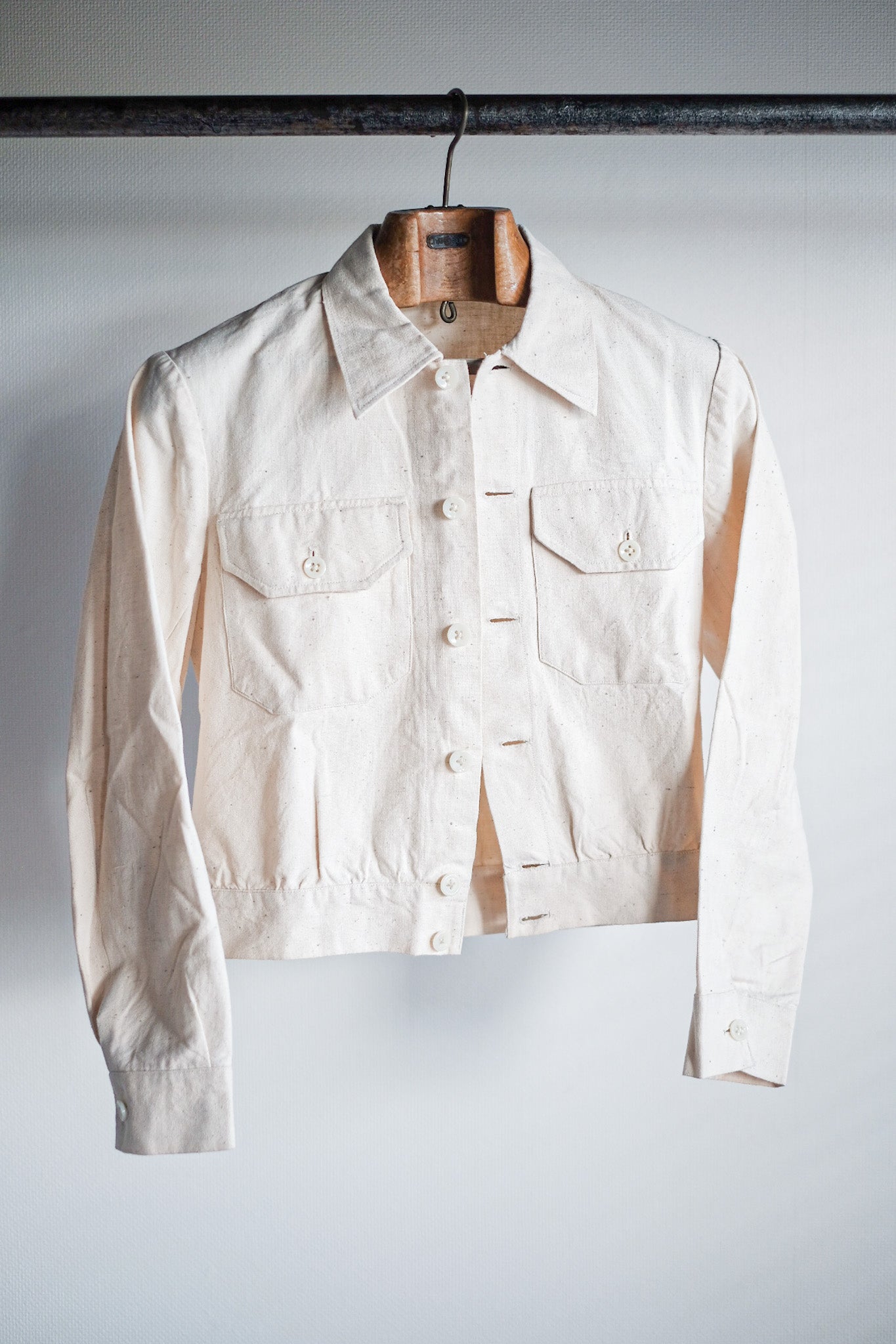 【~30's】French Vintage Natural Cotton Summer Jacket "Dead Stock"