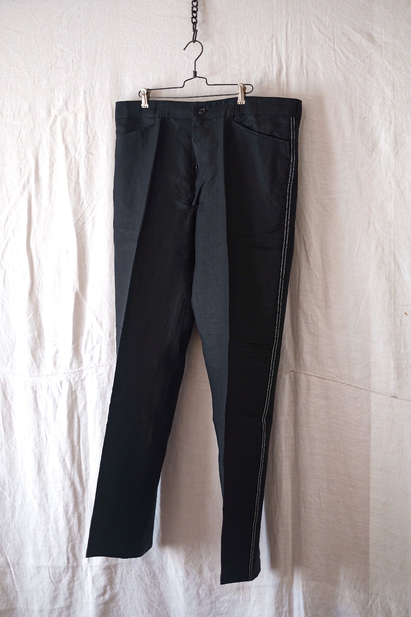 [~ 50's] French Vintage Black Linen Work Pants "Dead Stock"