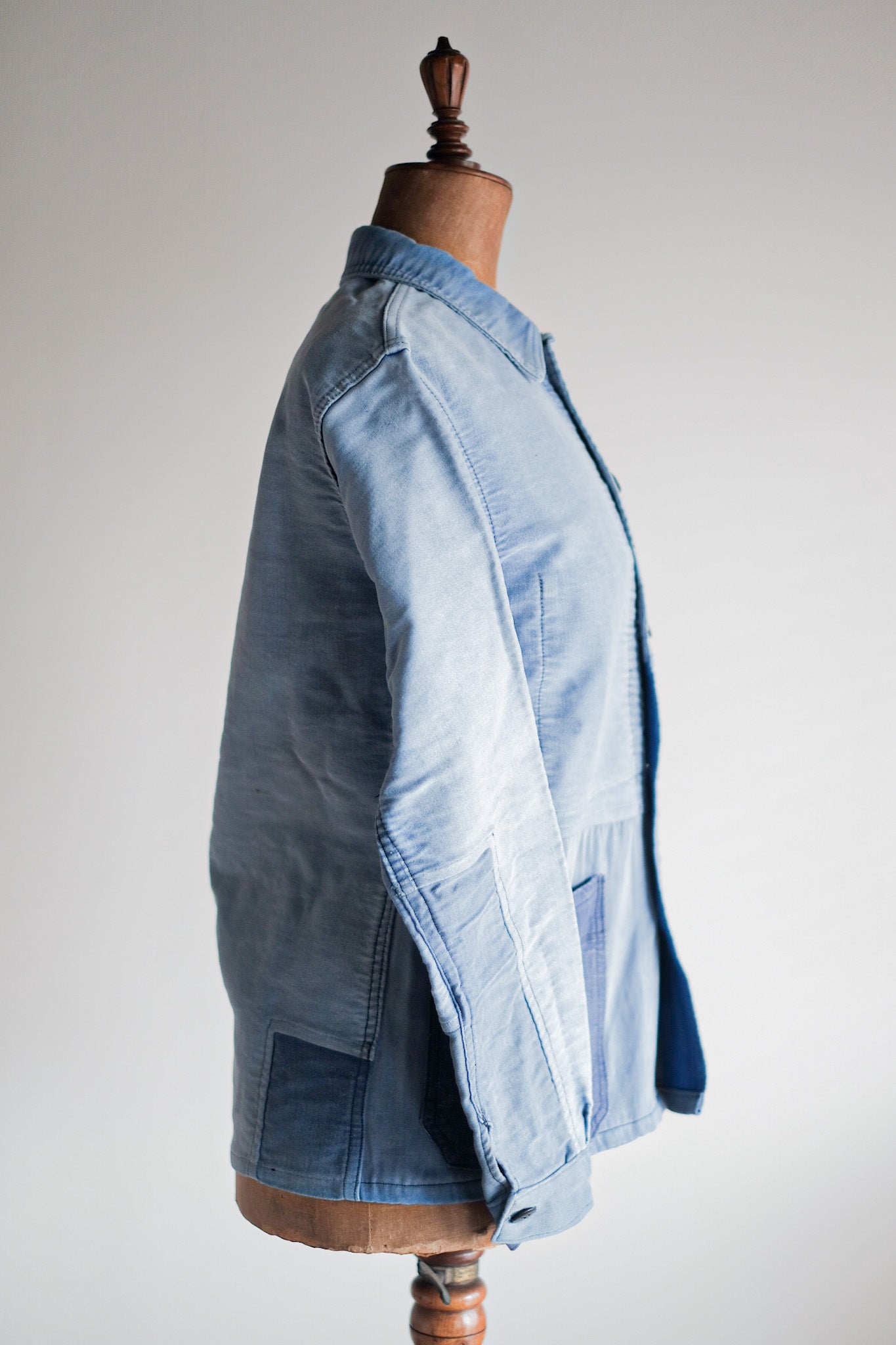 [~ 50's] French Vintage Blue Moleskin Work Jacket "Le Mont St. Michel"