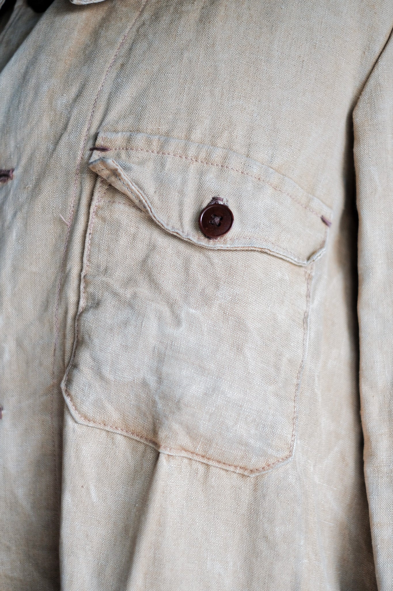 [~ 30's] French Vintage Linen Hunting Jacket