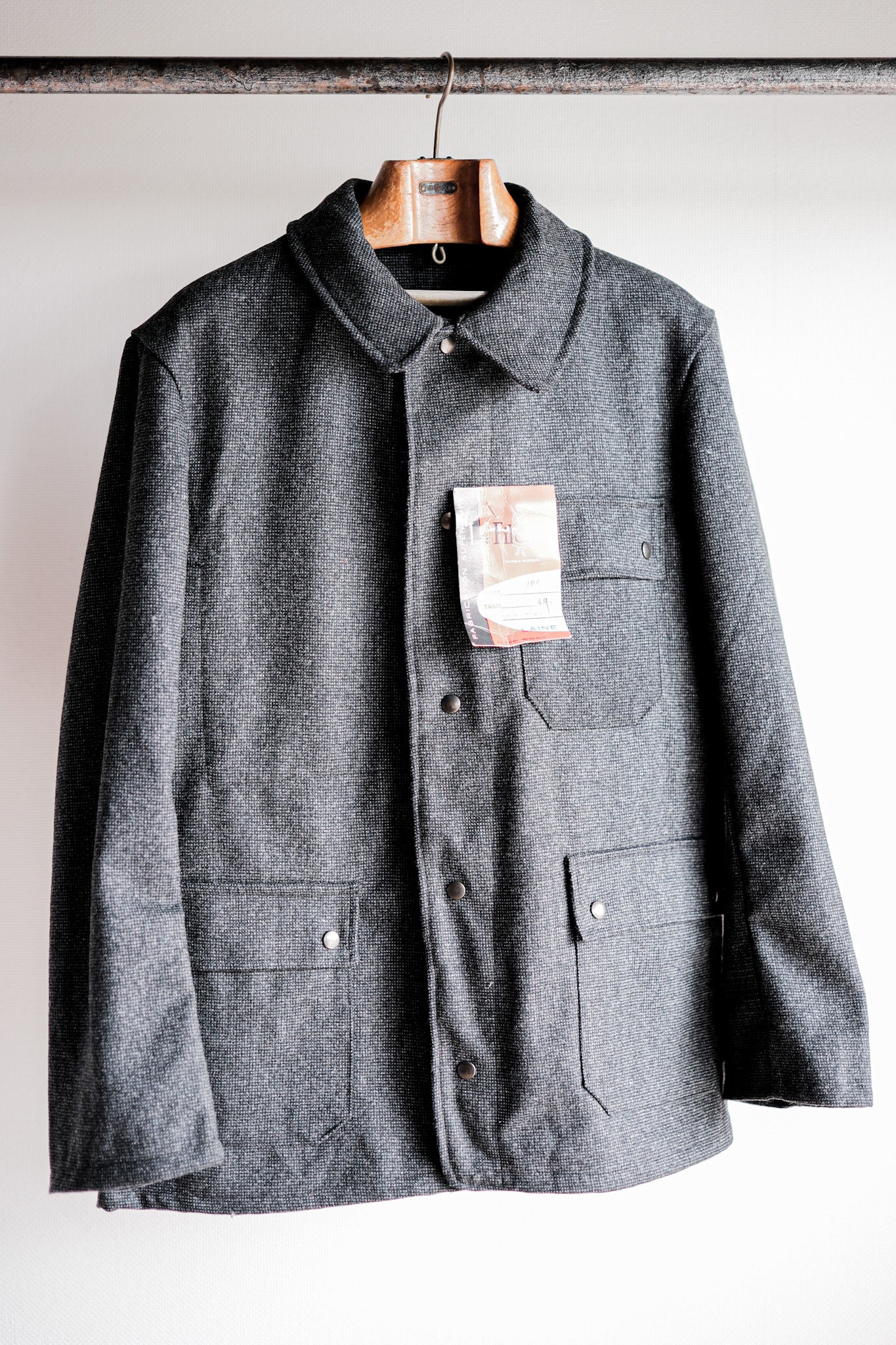 [~ 60's] French Vintage Grey Work Work Washing Taille.48 "Stock Dead"