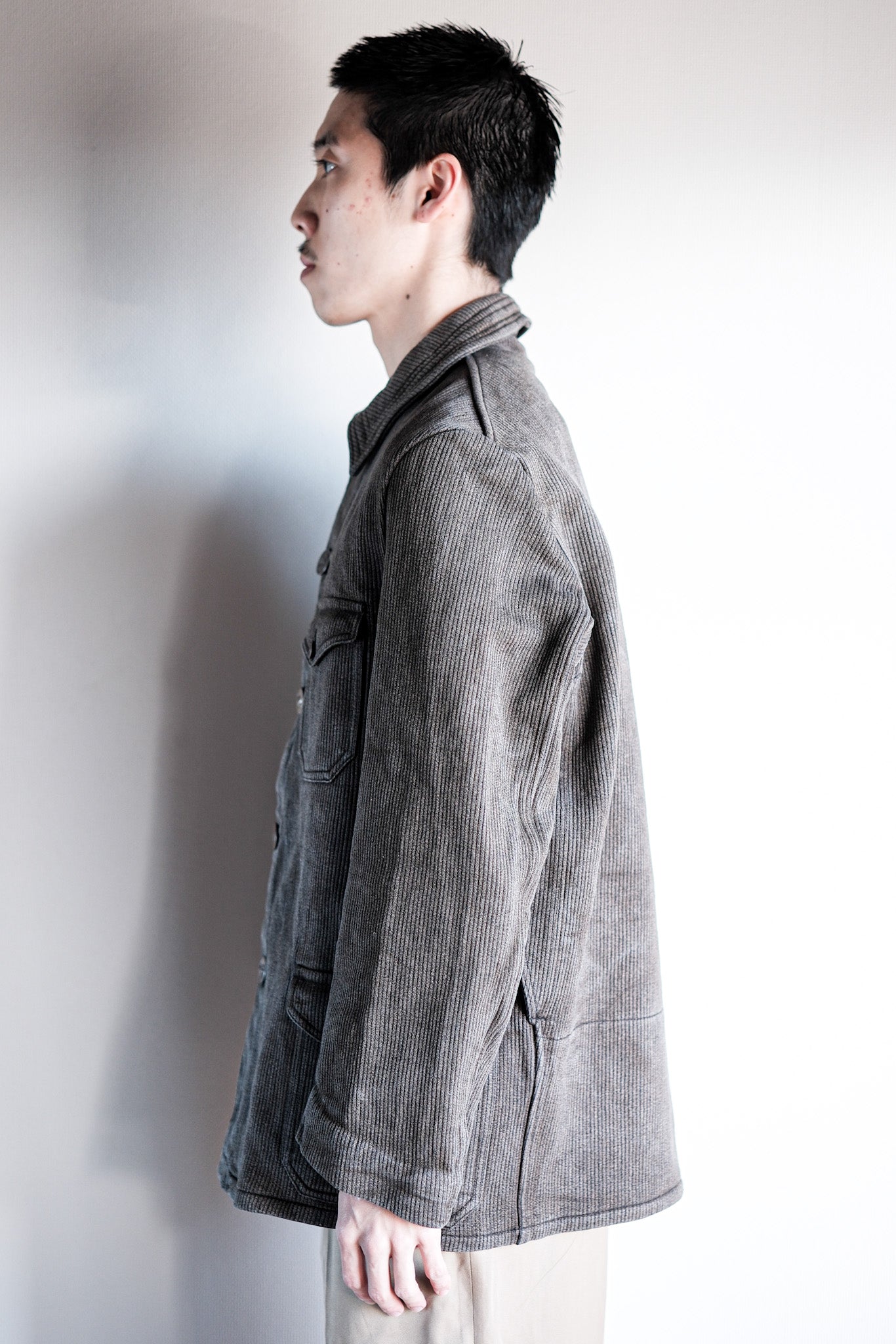 ［~40's］French Vintage Brown Salt & Pepper Cotton Pique Hunting Jacket
