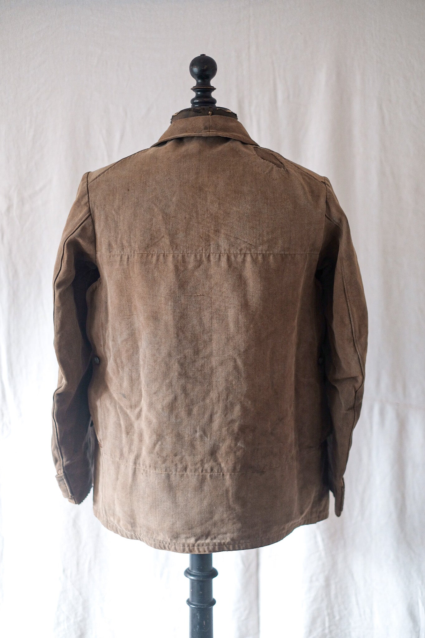 [~ 30 '] 프랑스 빈티지 브라운 코튼 HBT 사냥 재킷