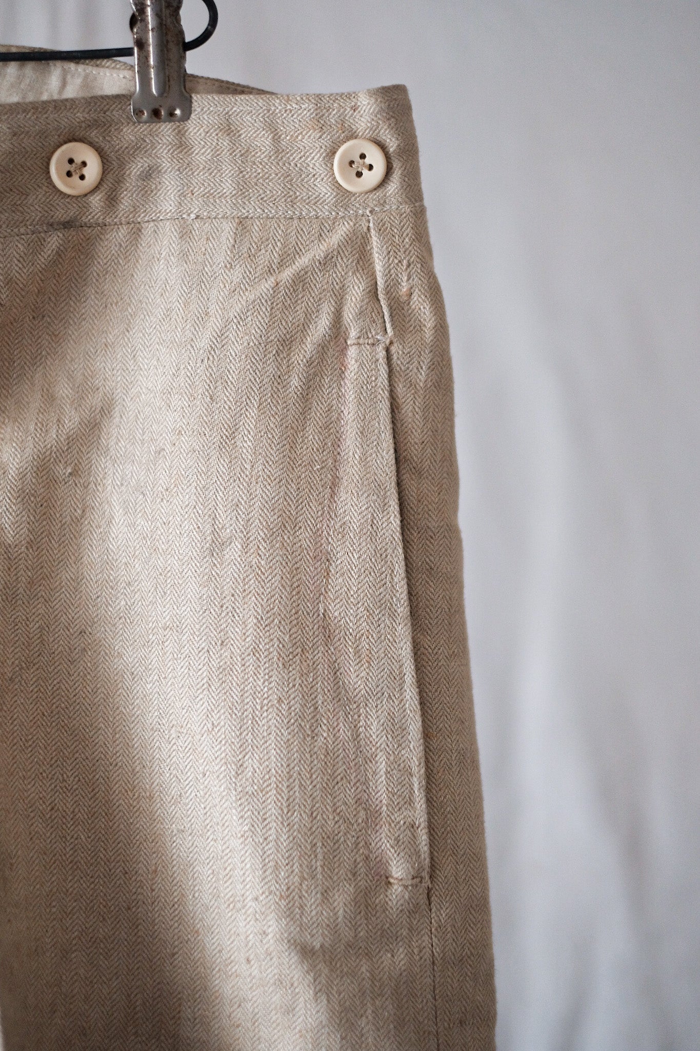 [~ 20's] French vintage hbt lin work pant "morte stock"