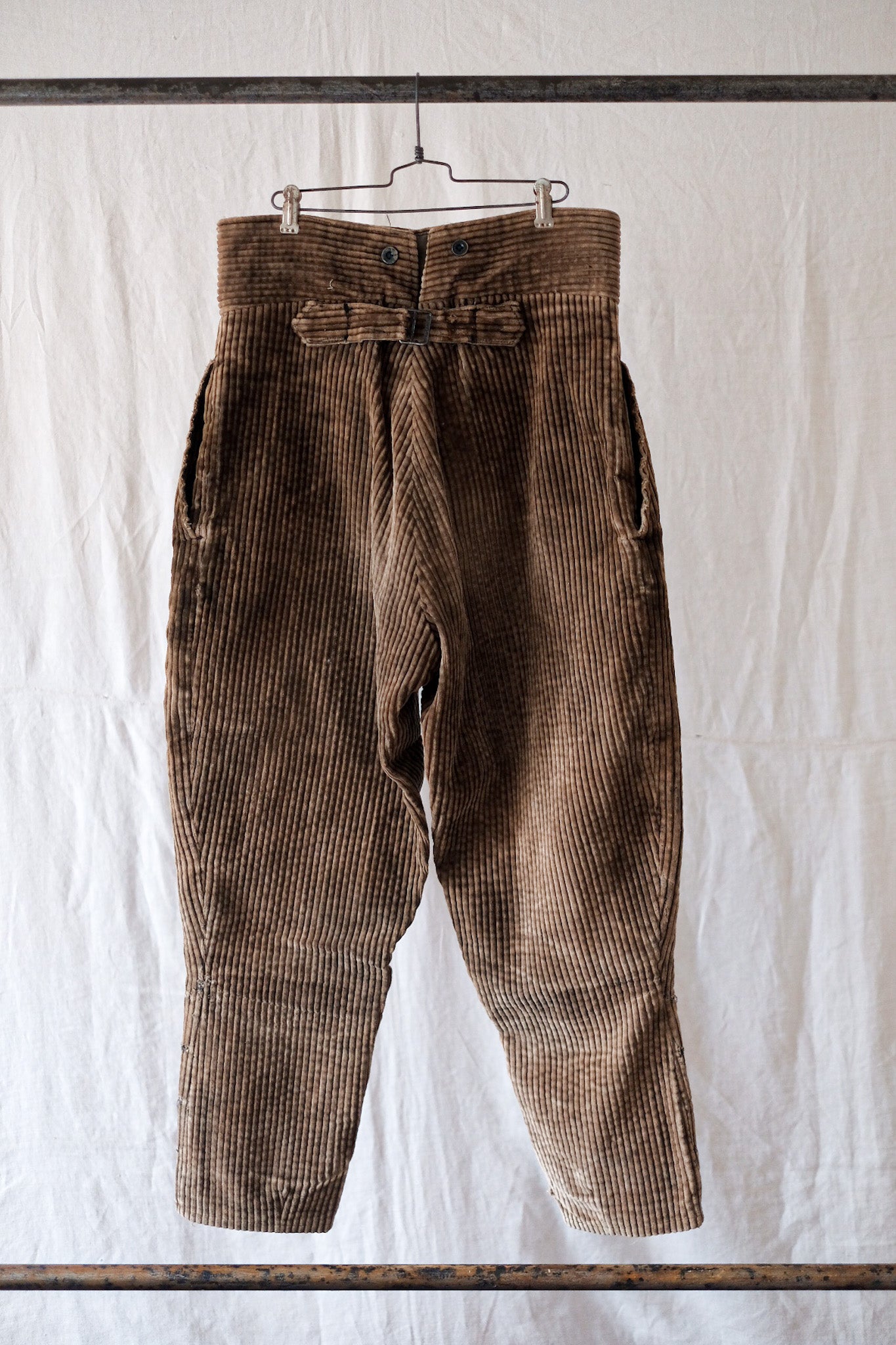 [~ 30's] Pantalon de travail en velours côtelé brun vintage "Adolphe Lafont"