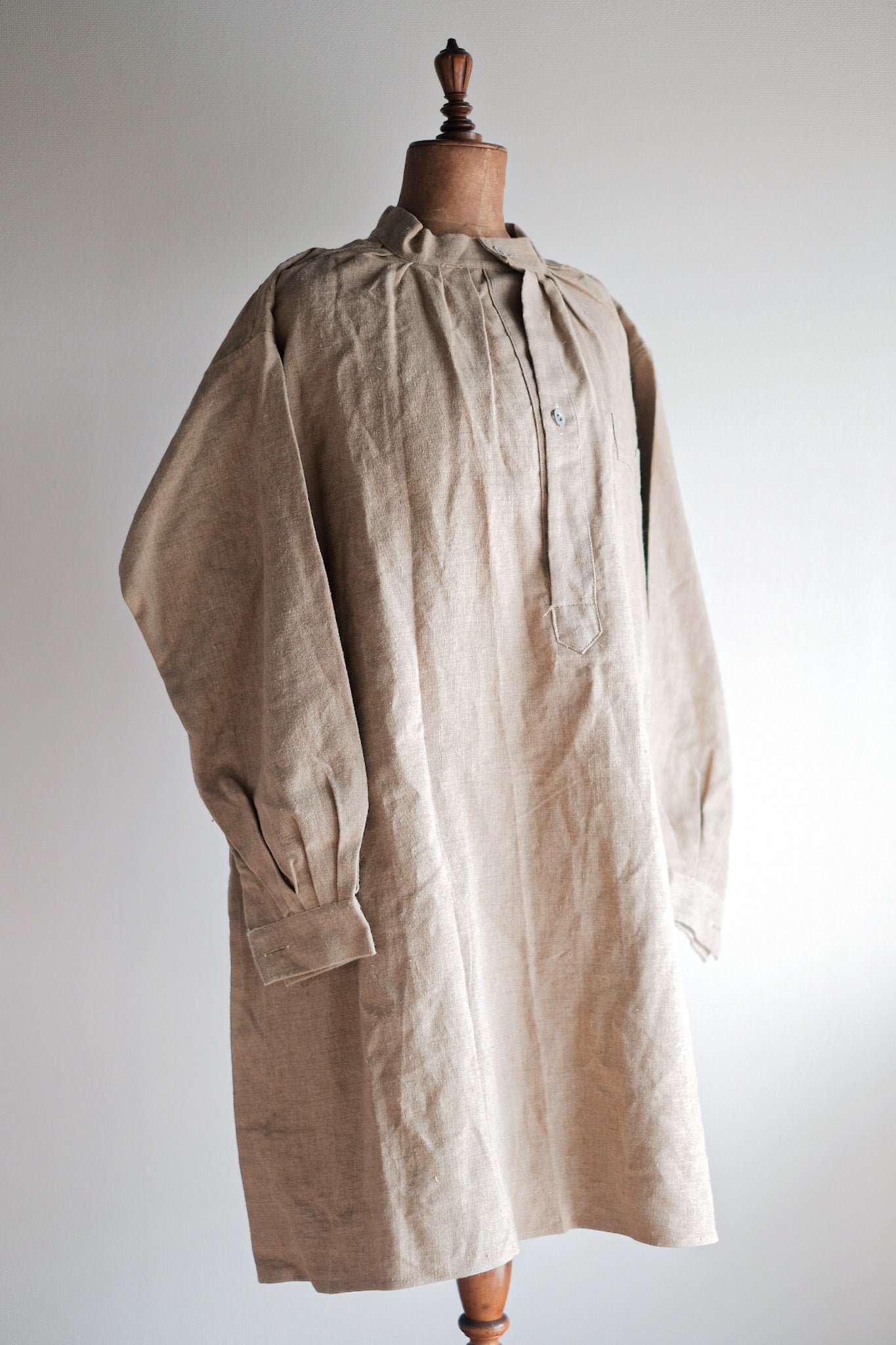 ［~50's］French Army Bourgeron Linen Smock Hospital Military "Dead Stock"