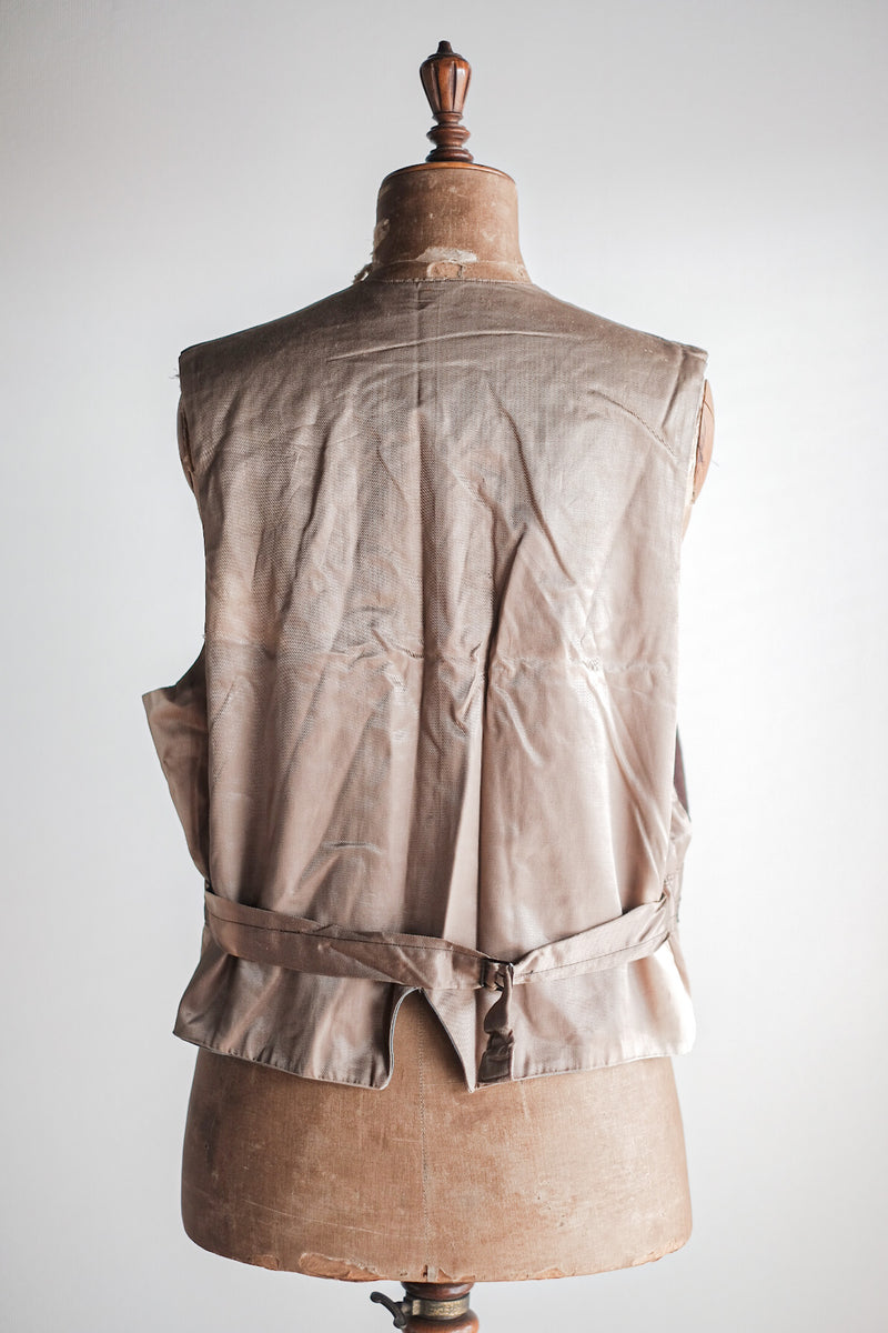 [~ 40's] French Vintage Brown Work Gilet ทำงาน
