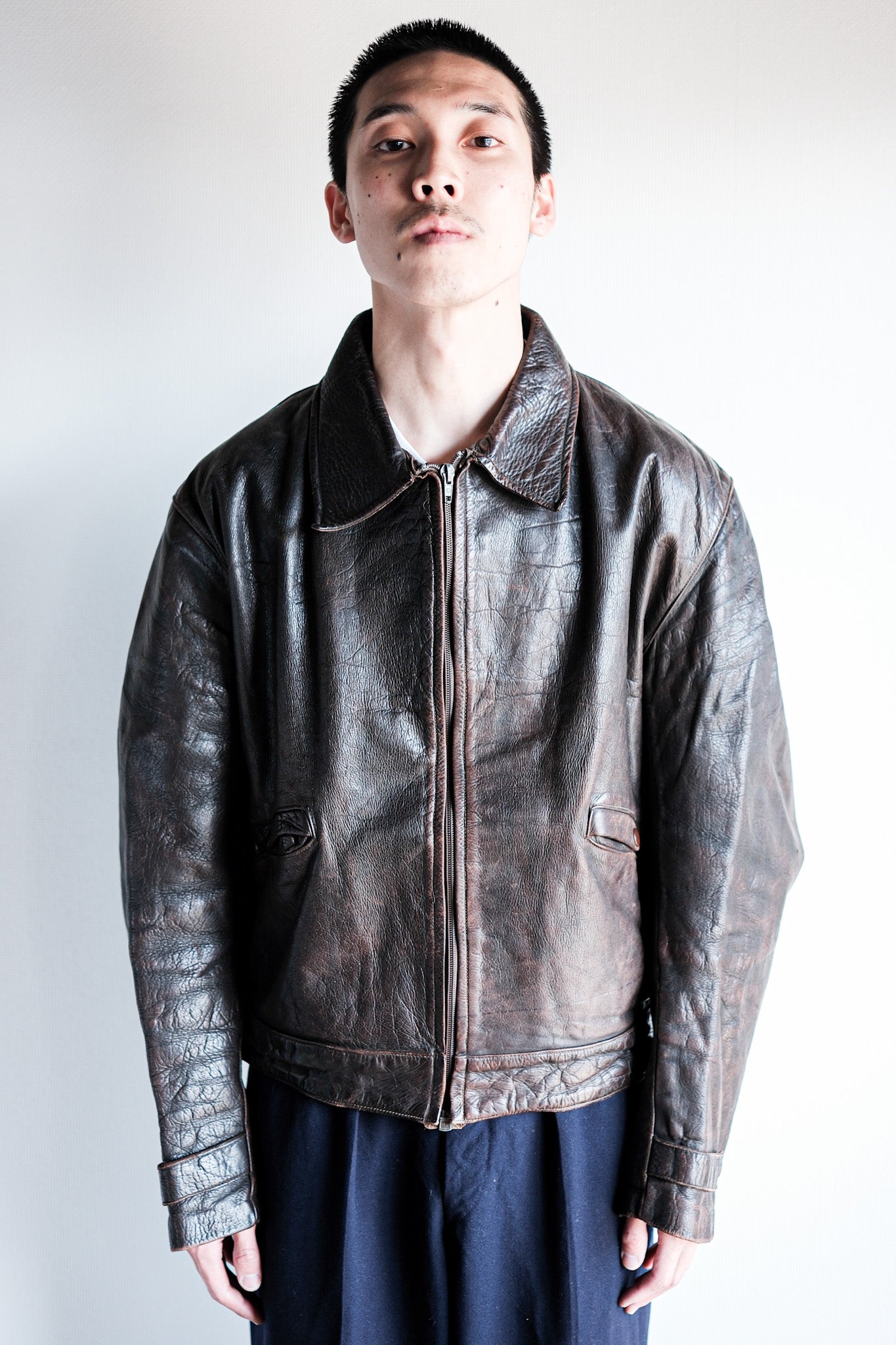 [~ 40's] Australia Vintage Zip Up Leather Jacket