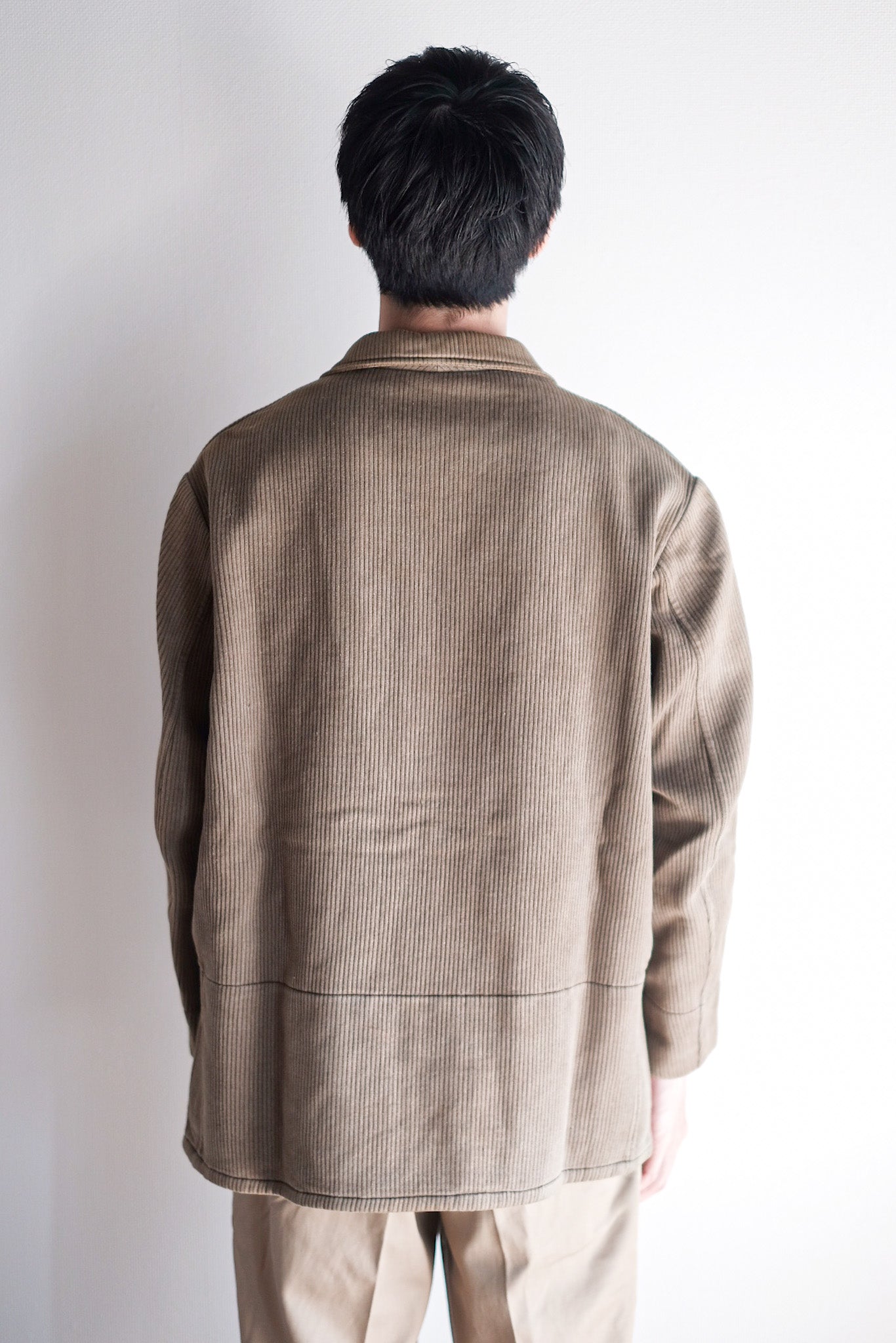［~40's］French Vintage Brown Cotton Pique Hunting Jacket With Chin Strap