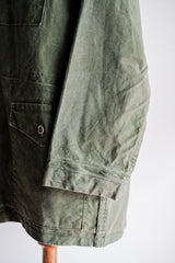 [~ 60's] ผ้าฝ้ายสีเขียววินเทจอังกฤษ smock "Blacks of Greenock"