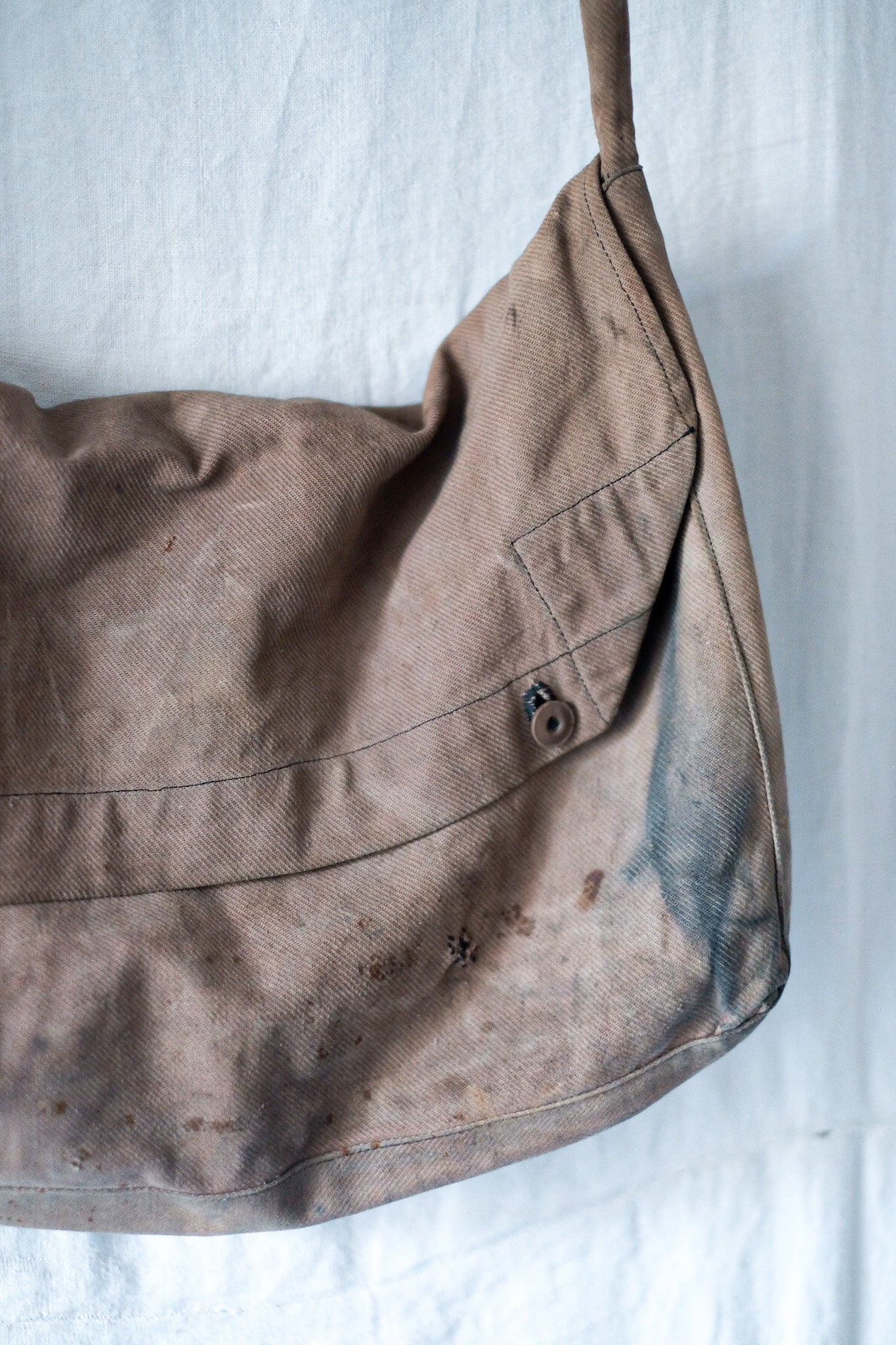 【~40's】French Army Brown Cotton Twill Musette Bag
