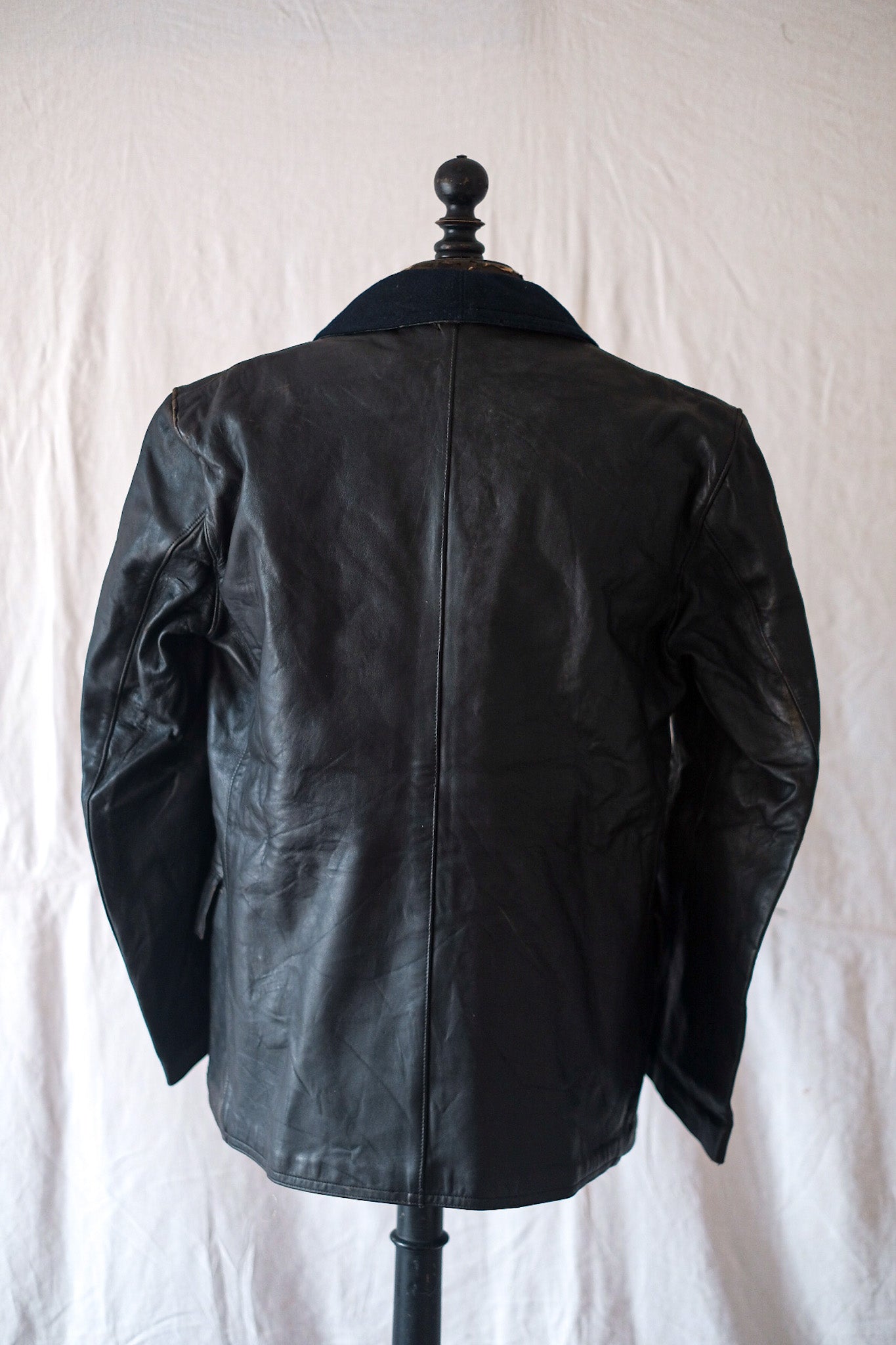 【~80's】French Vintage Le Corbusier Leather Work Jacket "Wool Collar"