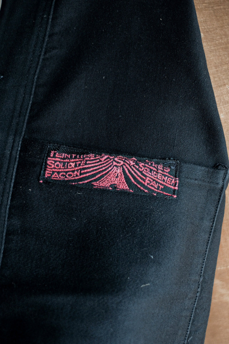 [~ 30's] แจ็คเก็ตทำงานของ Moleskin สีดำวินเทจฝรั่งเศส