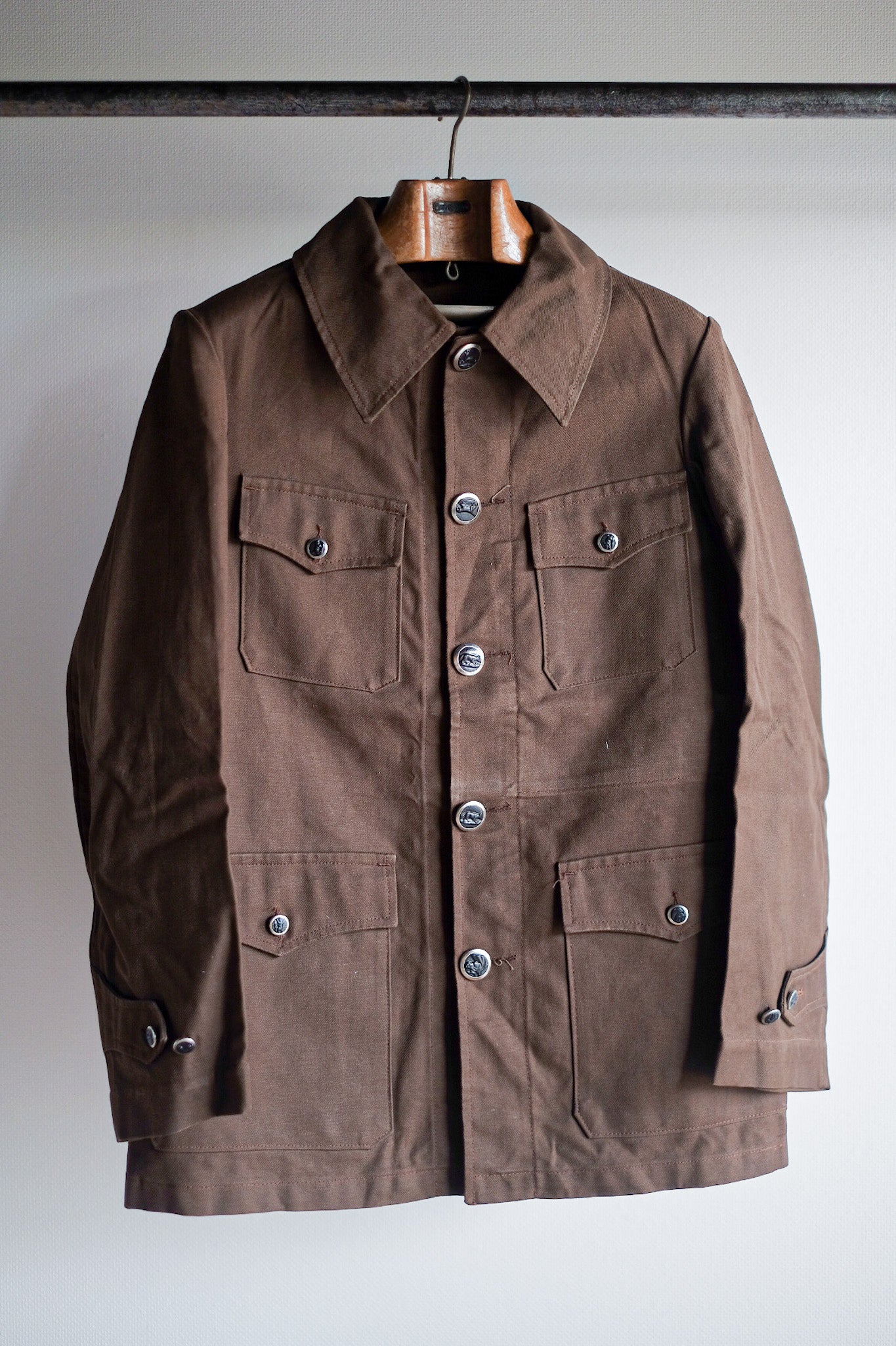 ［~40's］French Vintage Brown Cotton Twill Hunting Jacket "Dead Stock"