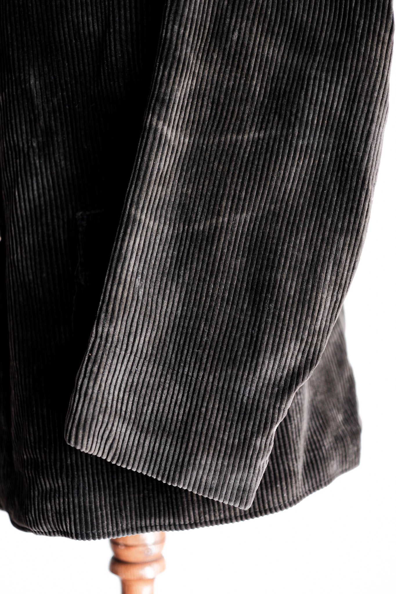 [~ 40 '] 프랑스 빈티지 다크 브라운 코듀로이 게임 키퍼 사냥 재킷