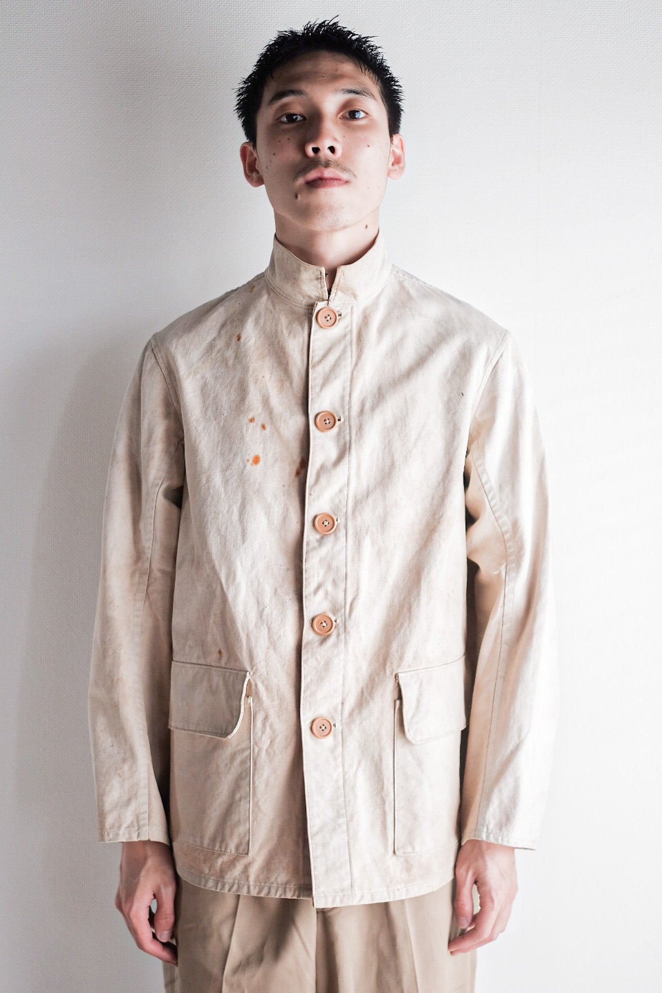 【~30's】French Vintage Stand Collar Linen Jacket