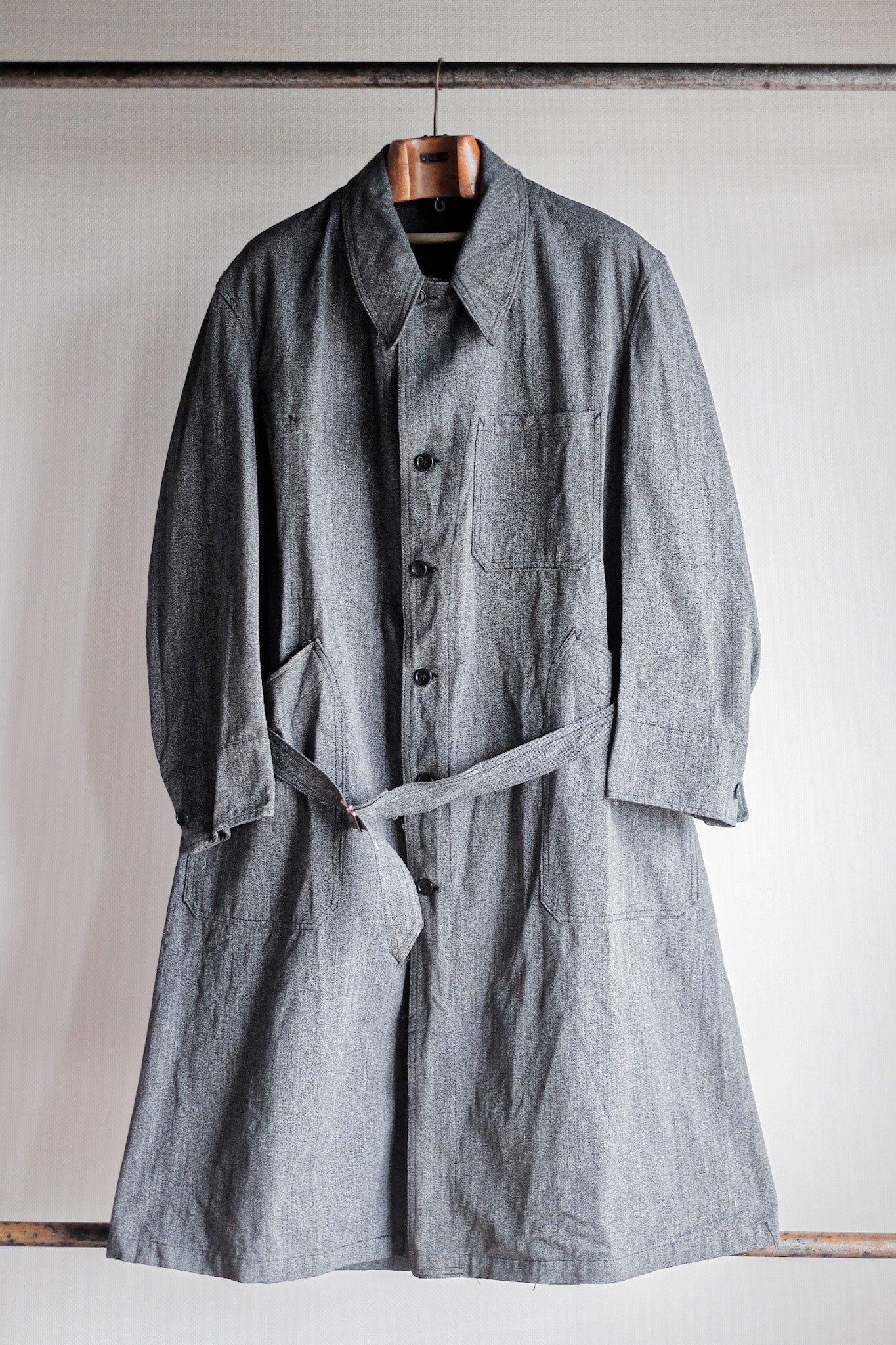 ［~50's］French Vintage PTT Black Chambray Atelier Coat “Dead Stock”