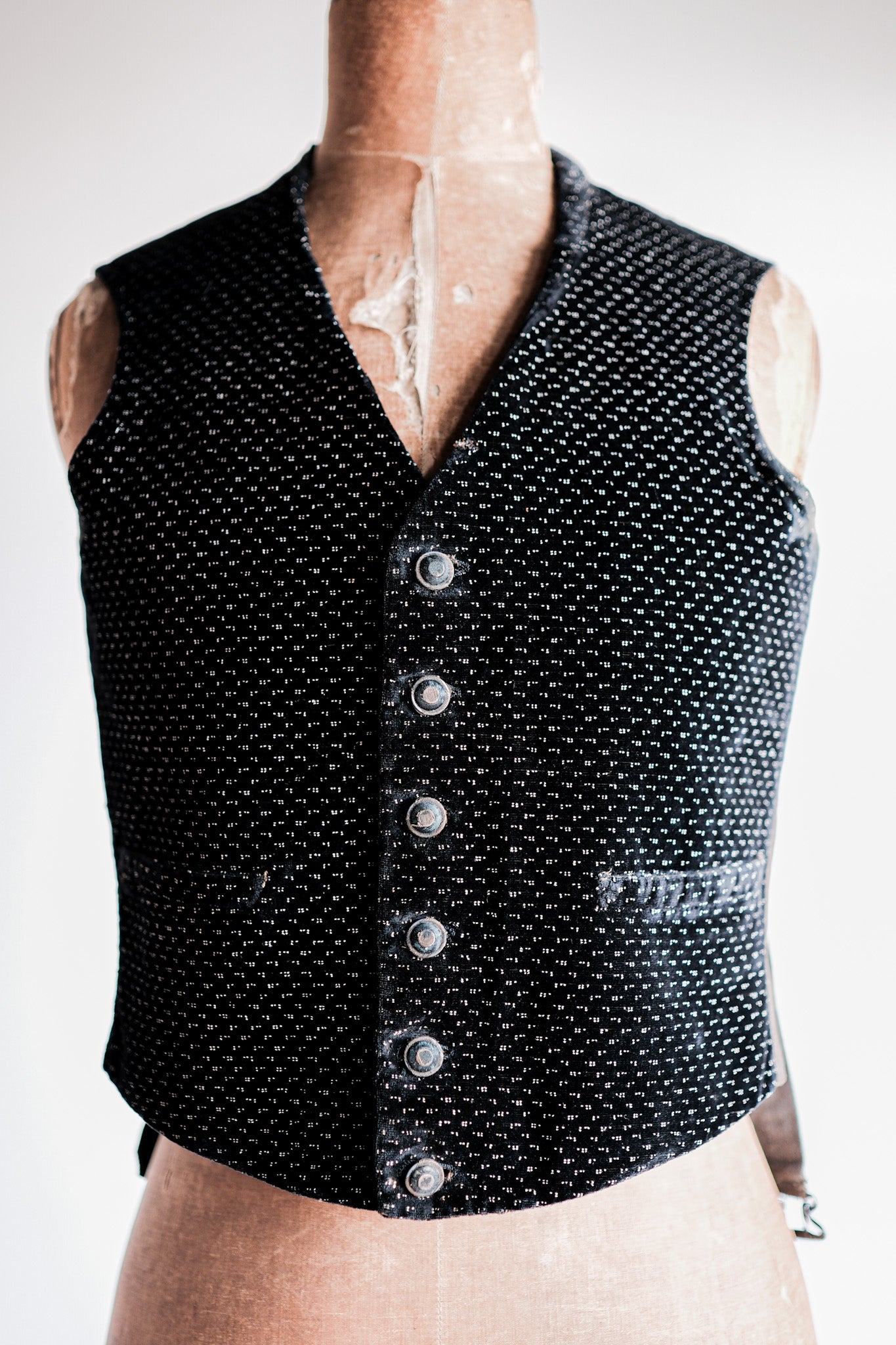 ［Late 19th C］French Antique Black Velvet Gilet