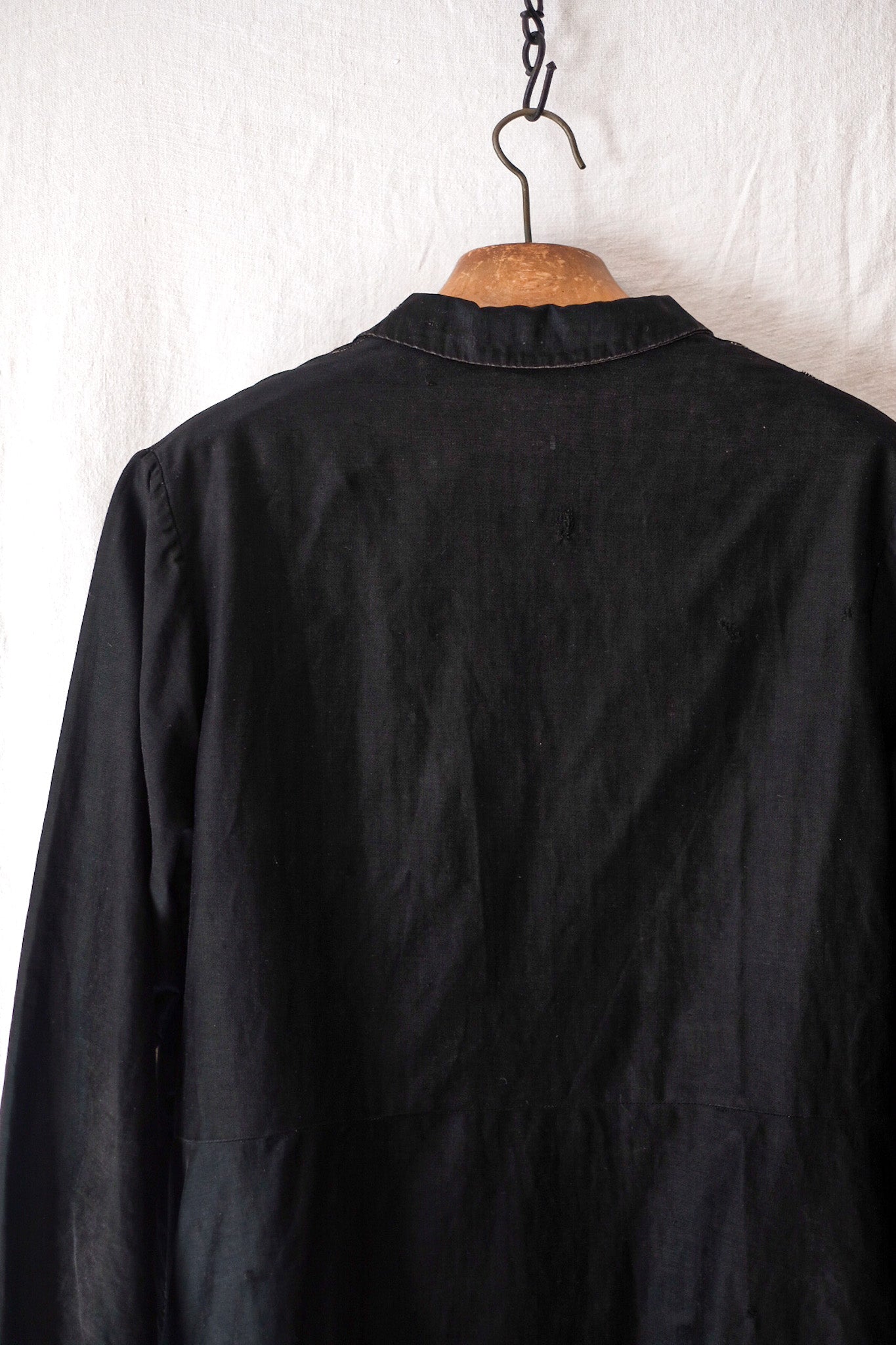 [~ 30's] French Vintage Black Moleskin Work Coat