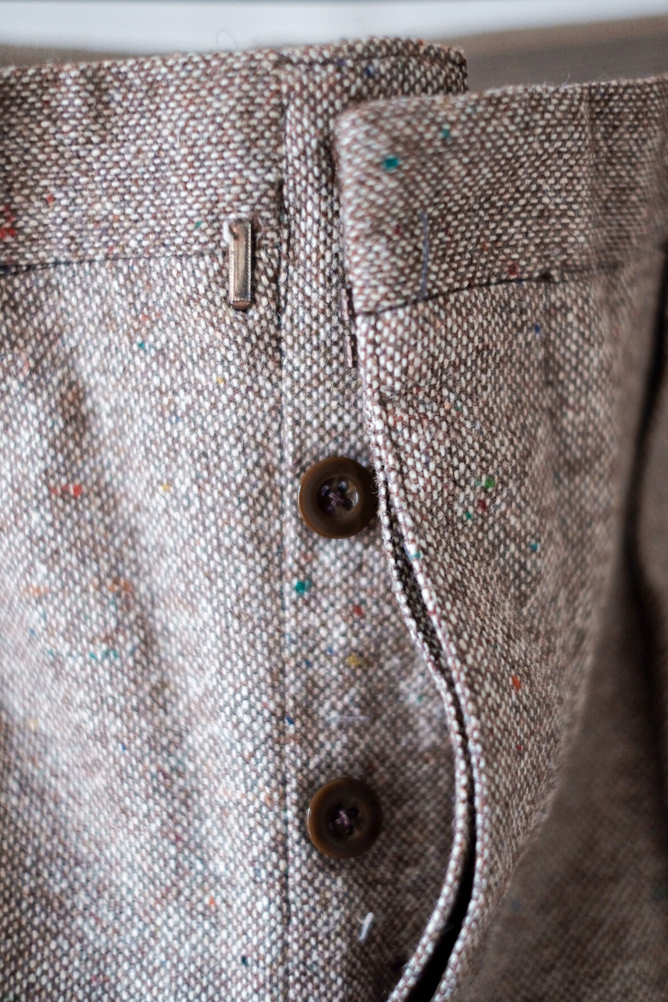【~40's】French Vintage Brown Mix Wool Trousers "Dead Stock"