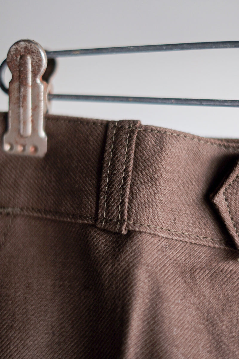 【~50's】French Vintage Brown Cotton Twill Work Pant "AUMOLINEL" "Dead Stock"