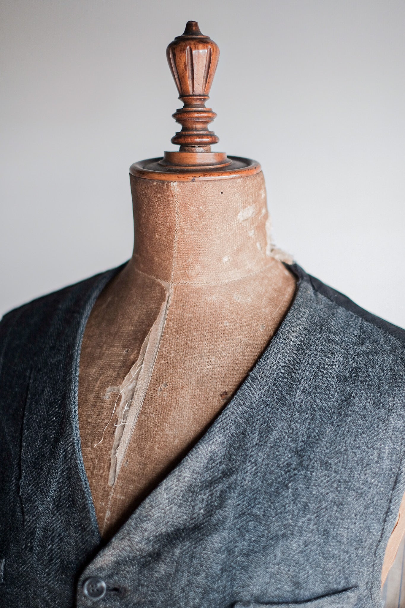 ［~40's］French Vintage Gray Wool Work Gilet