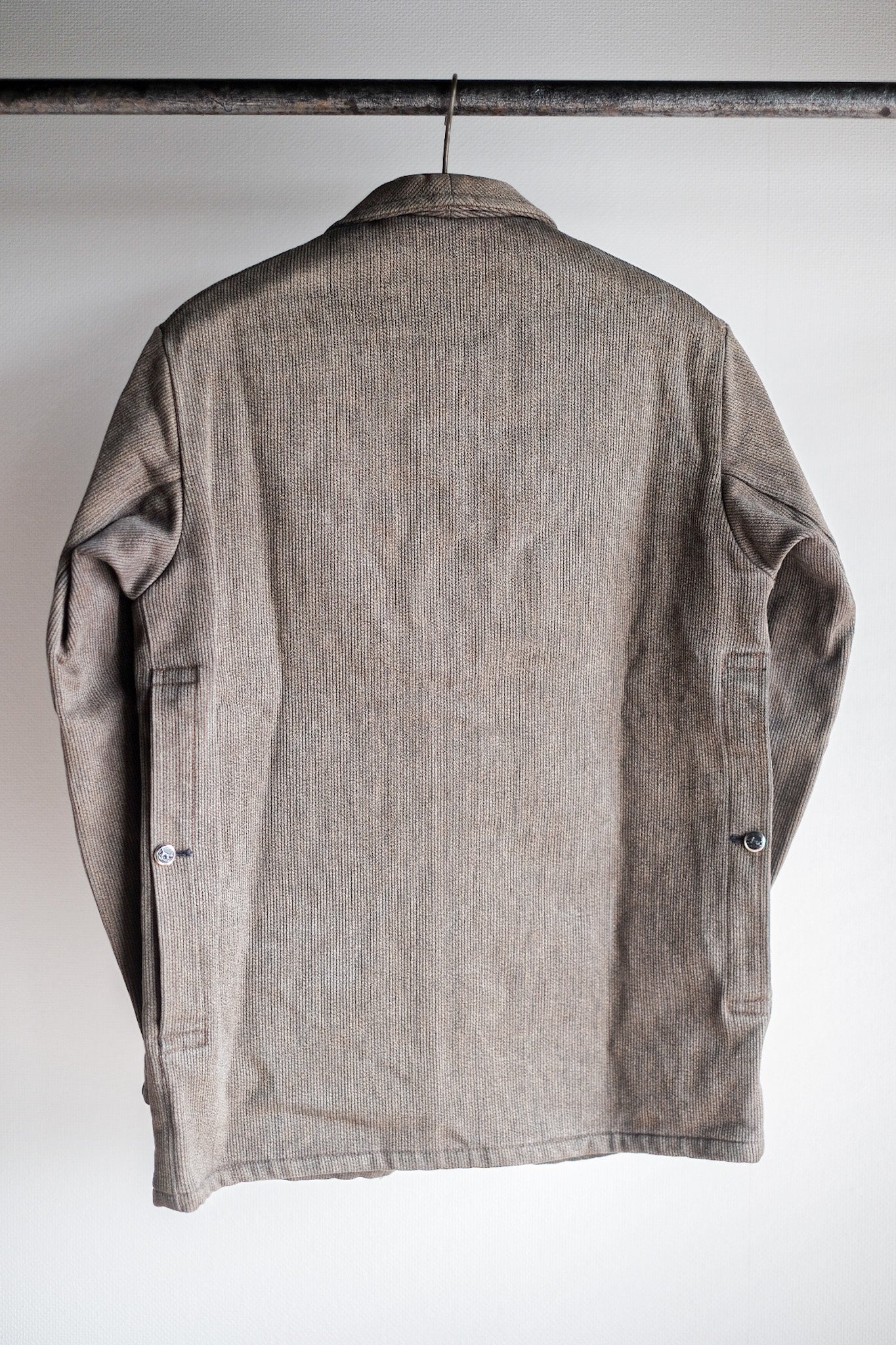 [〜60年代]法國復古棕色鹽和胡椒粉棉布狩獵夾克