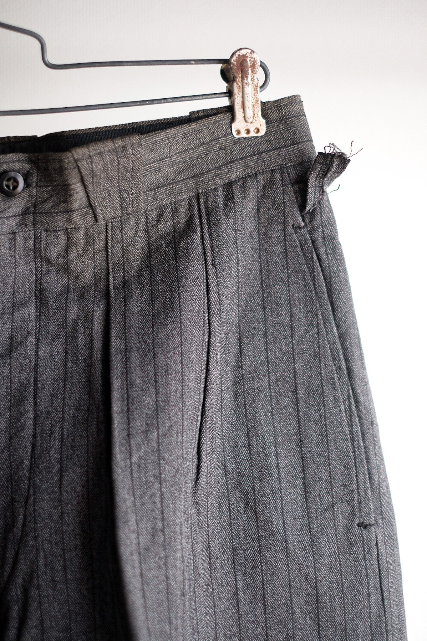［~40's］French Vintage Salt & Pepper Cotton Striped Work Pants "Dead Stock"