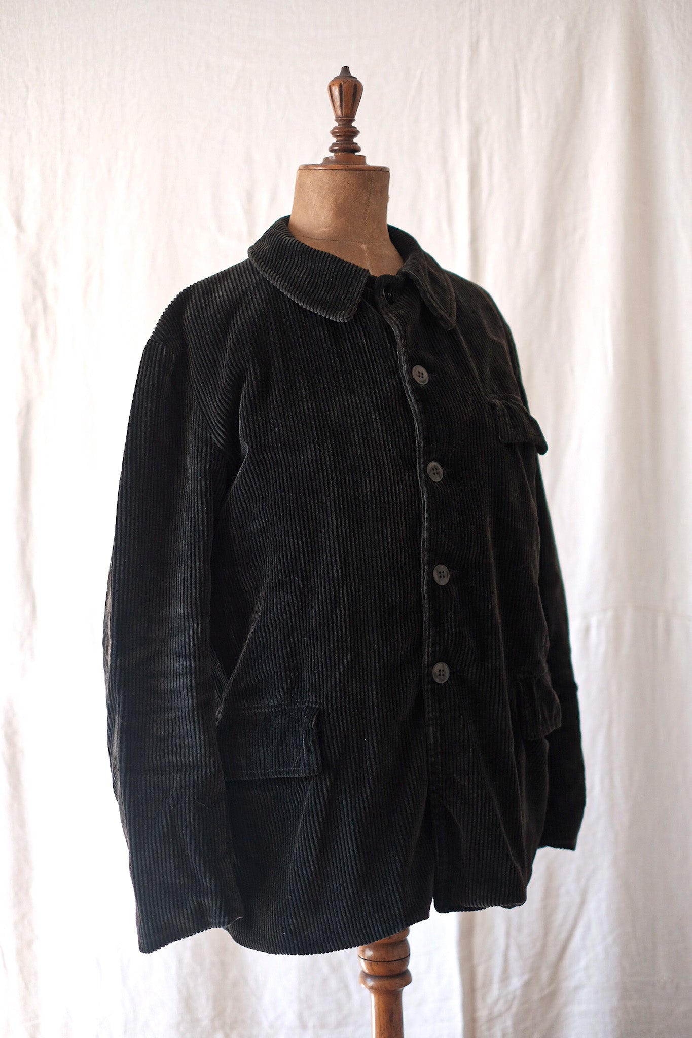 [~ 50 년대] 프랑스 빈티지 블랙 코듀로이 작업 재킷 "Adolphe Lafont"