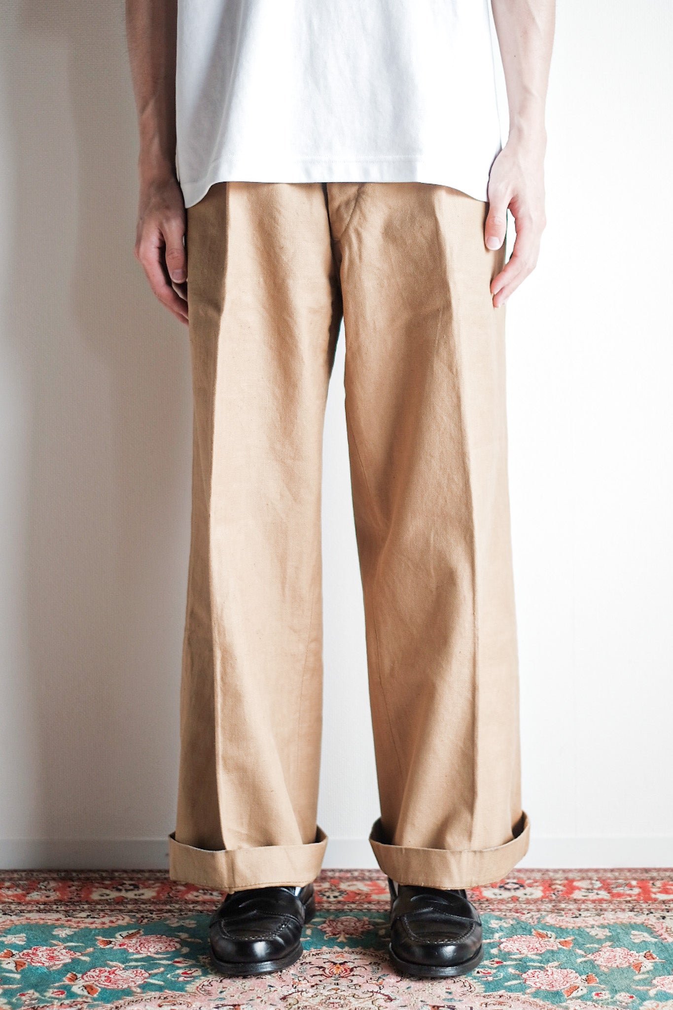 ［~50's］French Vintage Cotton Linen Chino Trousers "Garally Lafayette" "Dead Stock"