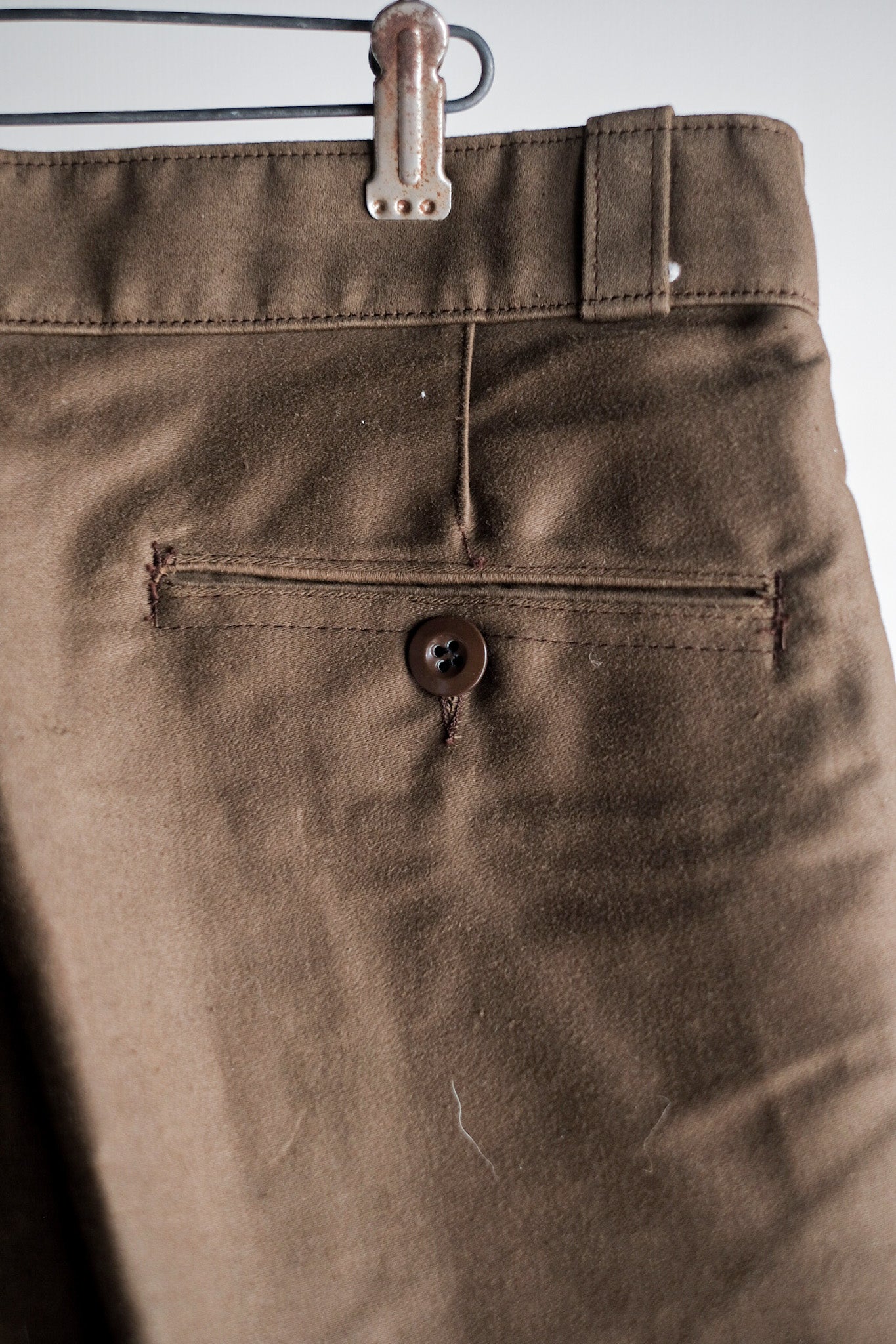 [~ 50's] French Vintage Brown Moleskin Work Pants "Dead Stock"