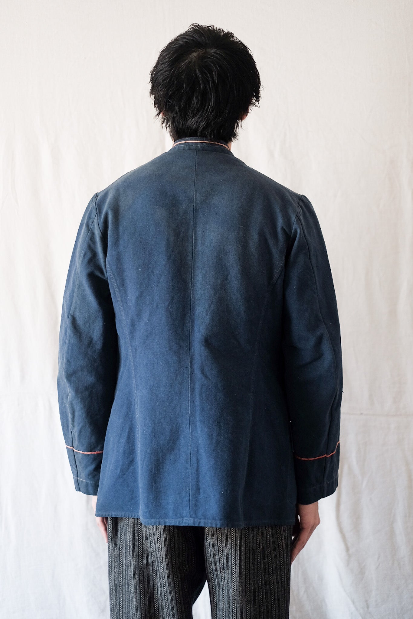 30's】French Vintage Indigo Cotton Twill Fireman Jacket