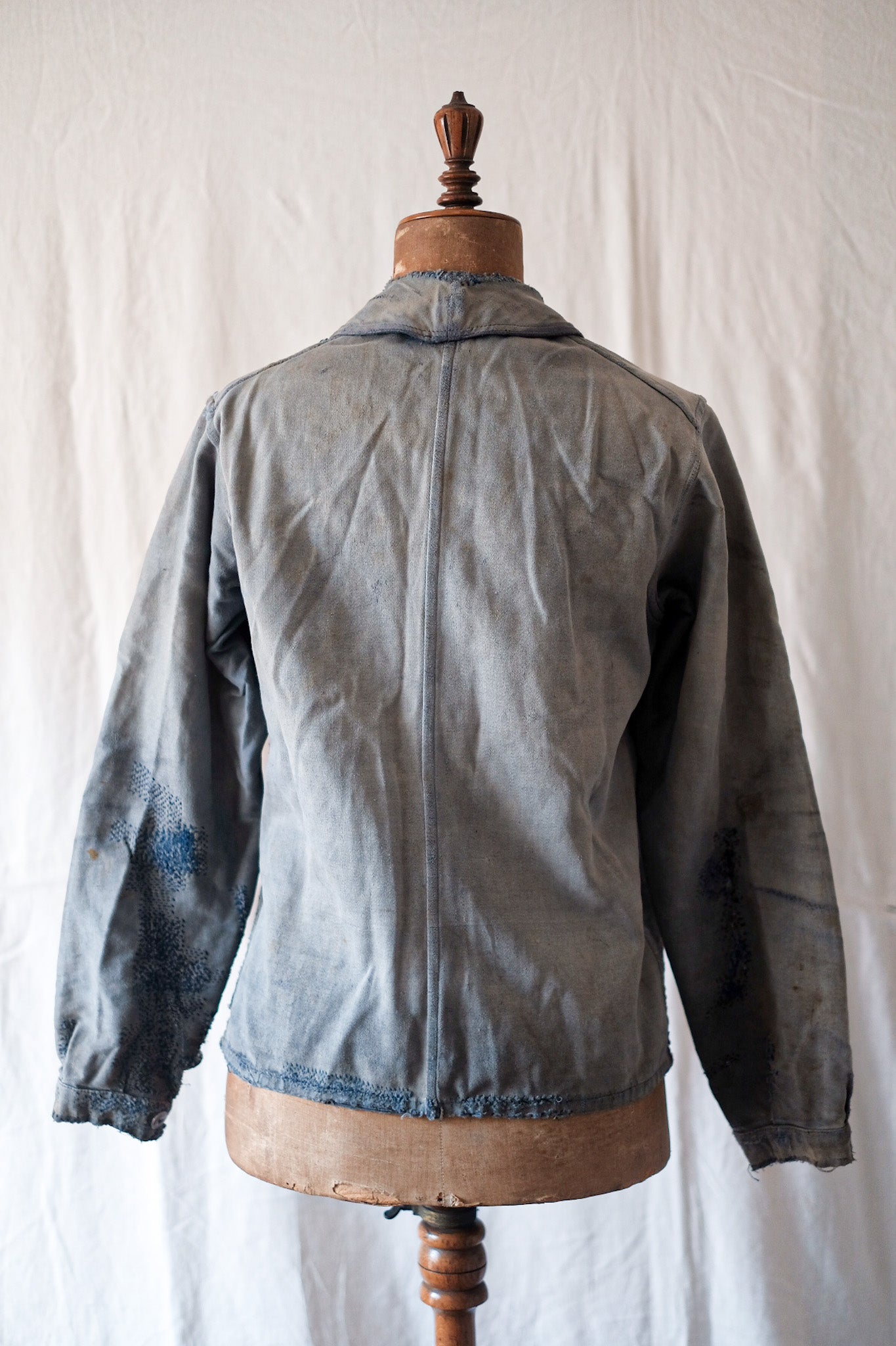 [~ 30's] French Vintage Blue Moleskin Work Jacket "Crepier"