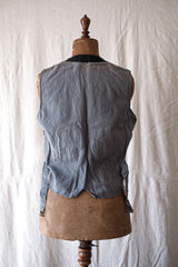 [~ 40's] French Vintage Black Cotton Pique Gilet "Dead Stock"