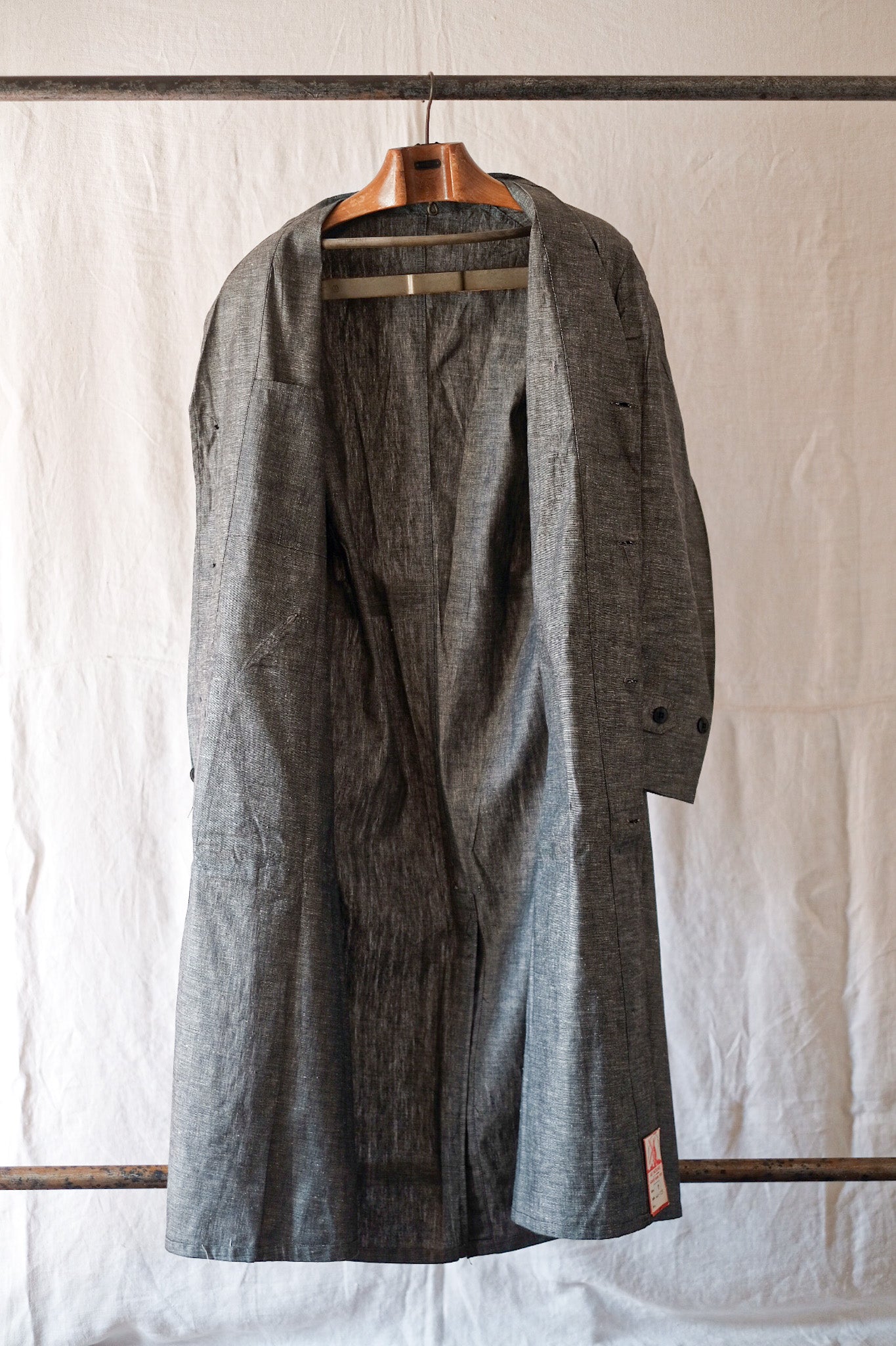 40's] French Vintage Linen Chambray Atelier Coat 
