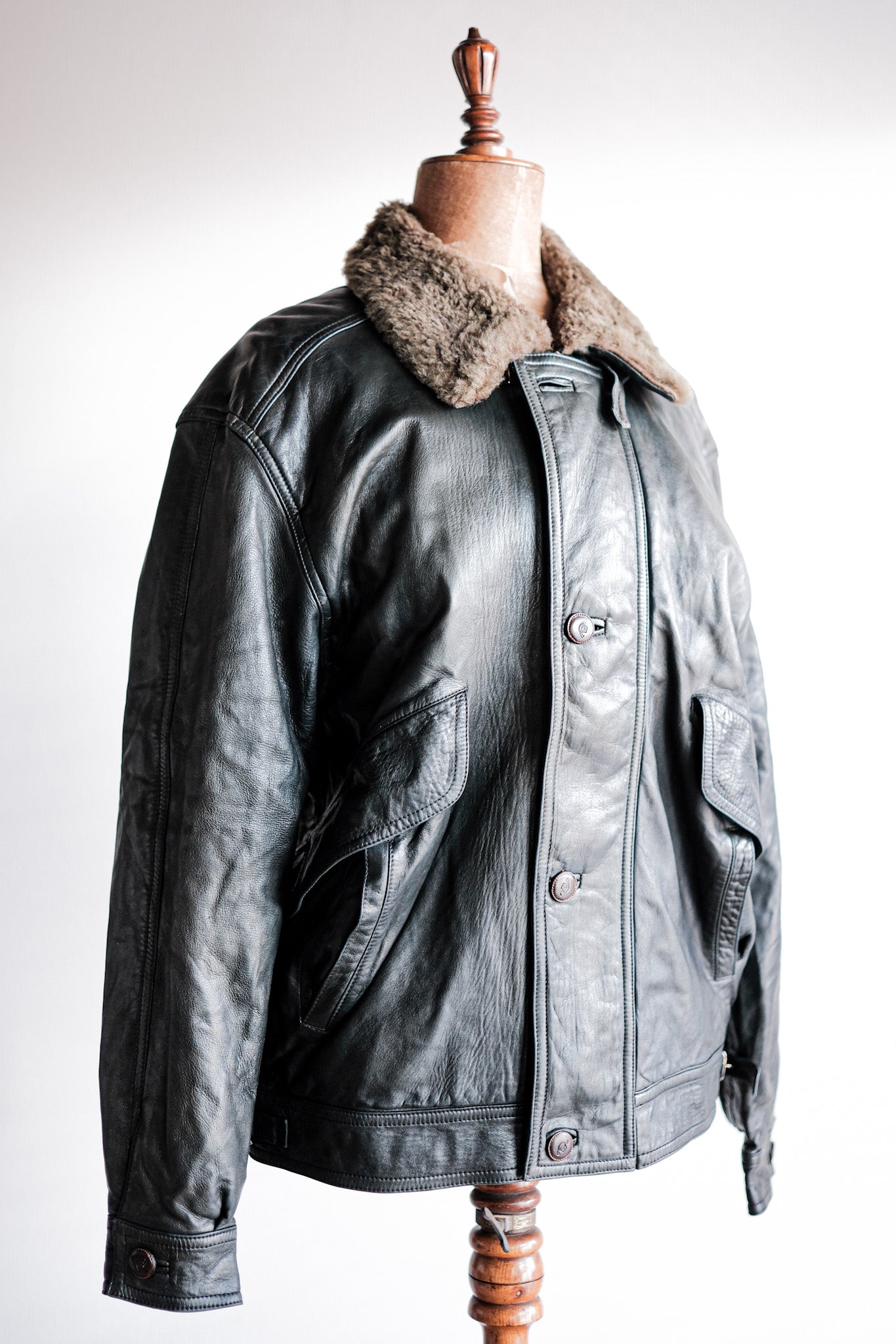 ［~80's］Old Gucci Leather Bomber Jacket Size.52