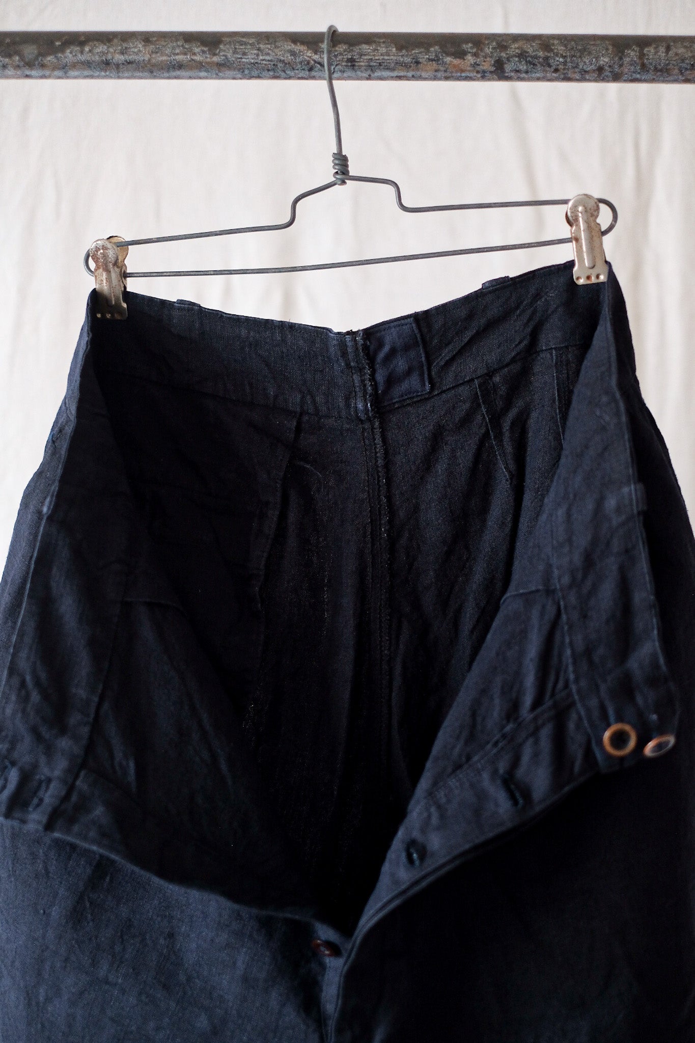 【~40's】French Vintage Indigo Linen Work Shorts