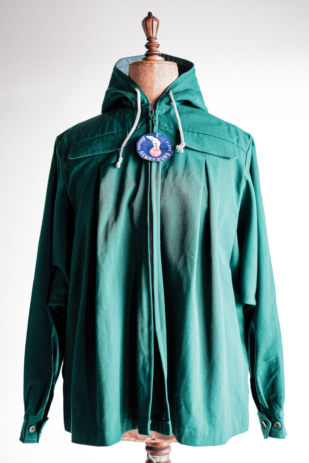 ［~50's］French Vintage Green Wool Rayon Hooded Jacket "Dead Stock"
