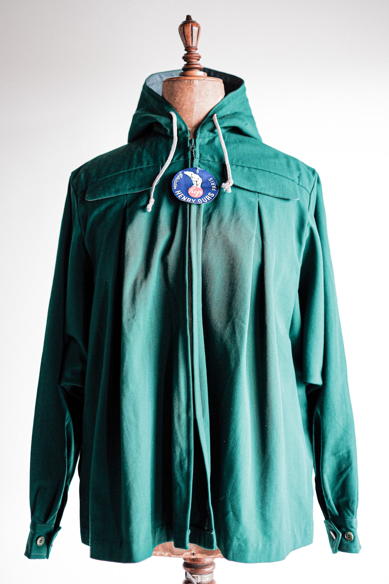 ［~50's］French Vintage Green Wool Rayon Hooded Jacket "Dead Stock"
