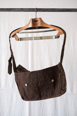 【~40's】French Army Brown Linen Musette Bag "Dead Stock"