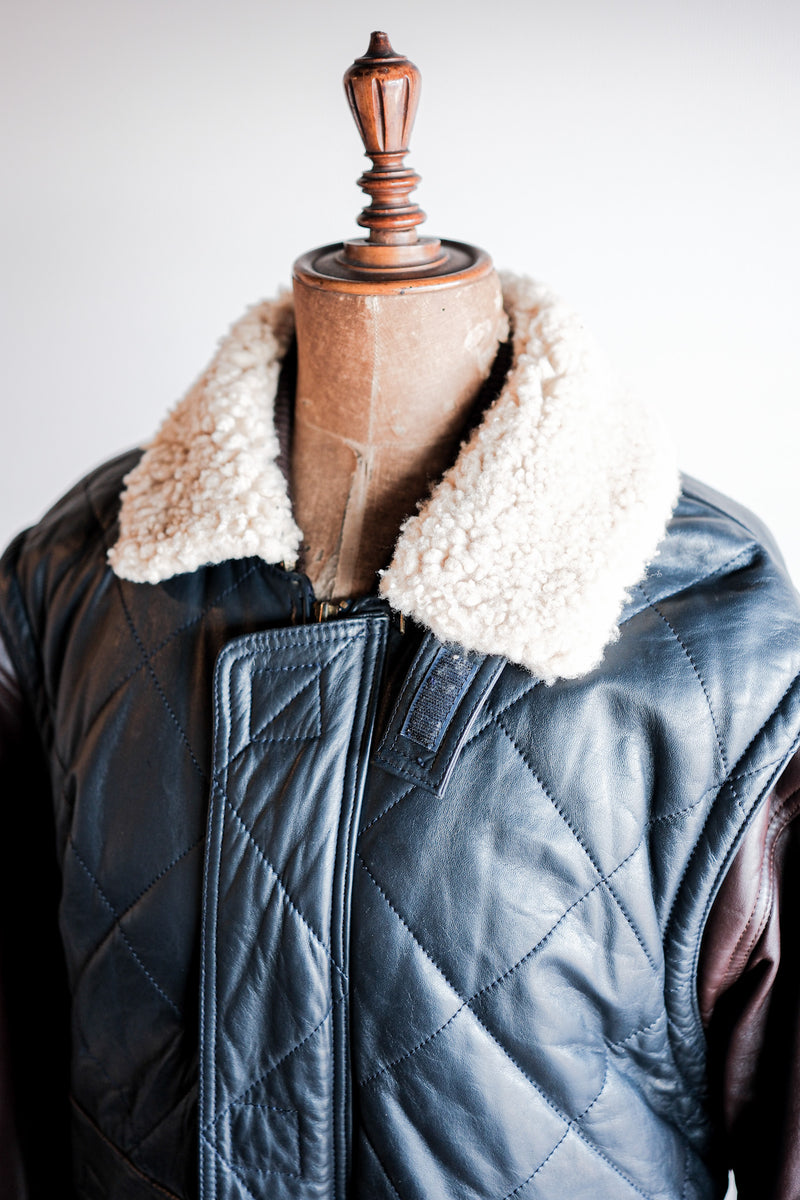 [~ 70's] Old Marcel Lassance Leather Bomber Jacket Size.52