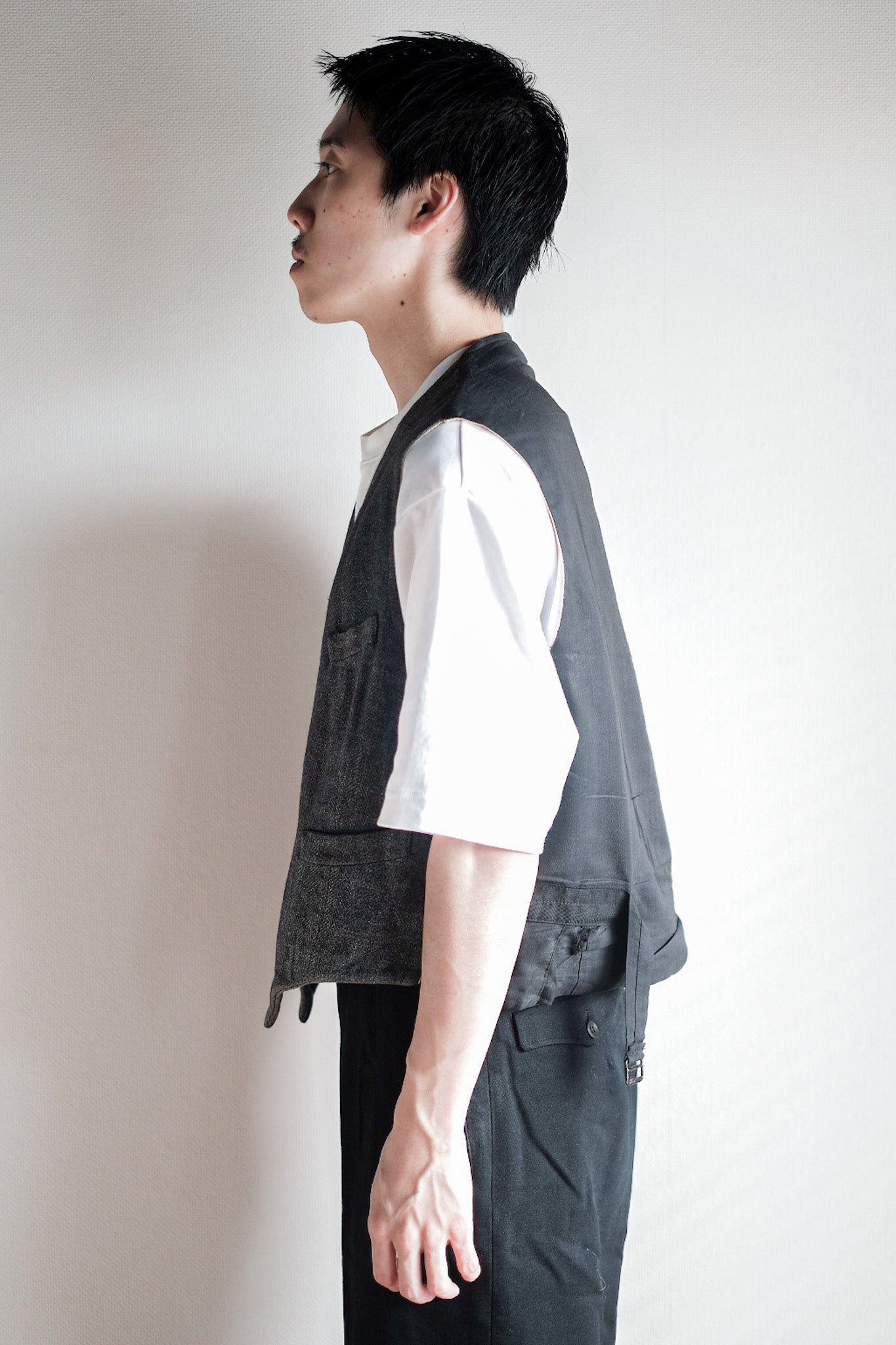 ［~40's］French Vintage Gray Wool Work Gilet
