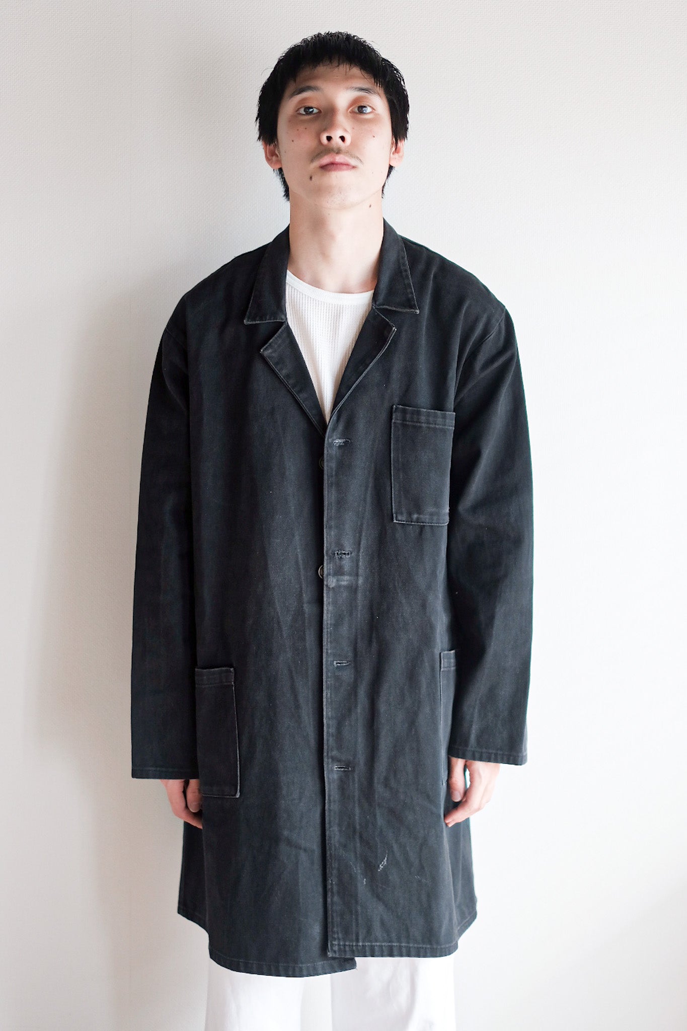 [~ 50's] French Vintage Black Moleskin Work Coat