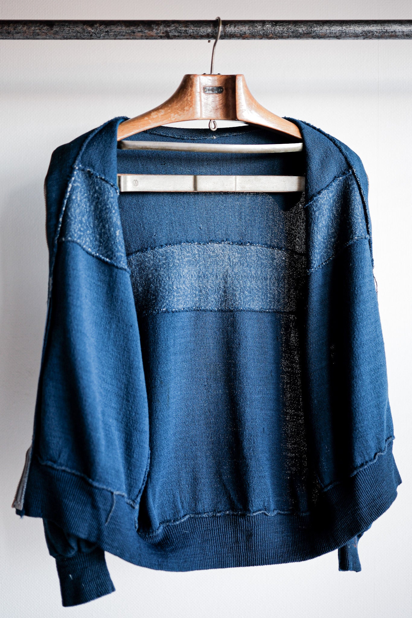 ［~50's］French Vintage Full Zip Wool Printed Cardigan